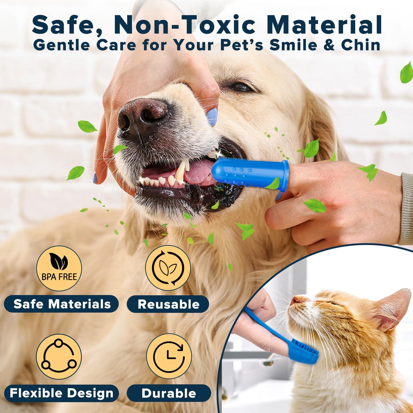 Augwind 6PCS Pet Grooming Kit for Dogs,Cats and Horses | Dog Washing Gloves | Dog Bath Brush | Dog Bath Gloves | Dog Shampoo Brush | Pet Grooming Gloves | Dog Bath Supplies (Navy Blue)