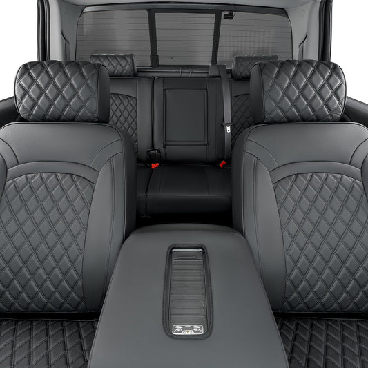 CreekT Full Coverage Full Set Seat Covers for Chevy Silverado GMC Sierra 2014-2018 1500 Crew Cab 2015-2018 2500HD 3500HD,for Chevrolet Truck Car Interior Accessories Black