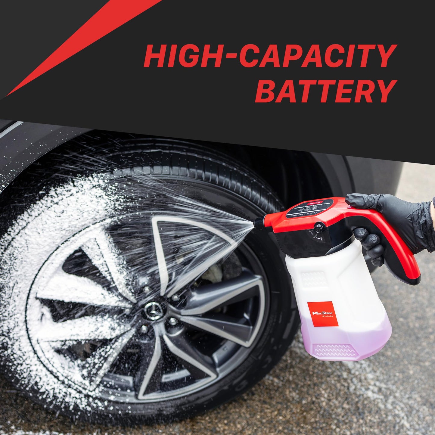 Maxshine Portable Cordless Foam Sprayer | 2L Capacity with 2600mAh Battery | Dual Spray Modes for Thick Foam | Electric Car Wash Foamer & Detailing Tool for Auto, Home & Garage Use