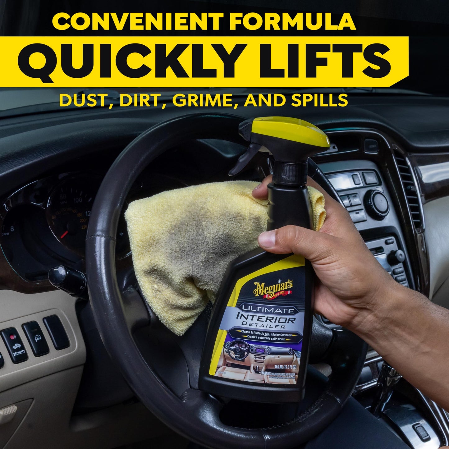 Meguiar's G16216 Ultimate Interior Detailer, Protects Interior Surfaces from Dirt and Grime, Leaves Your Surfaces Protected from UV Rays and Giving It a Lasting Finish, 15.2 Oz Spray Bottle