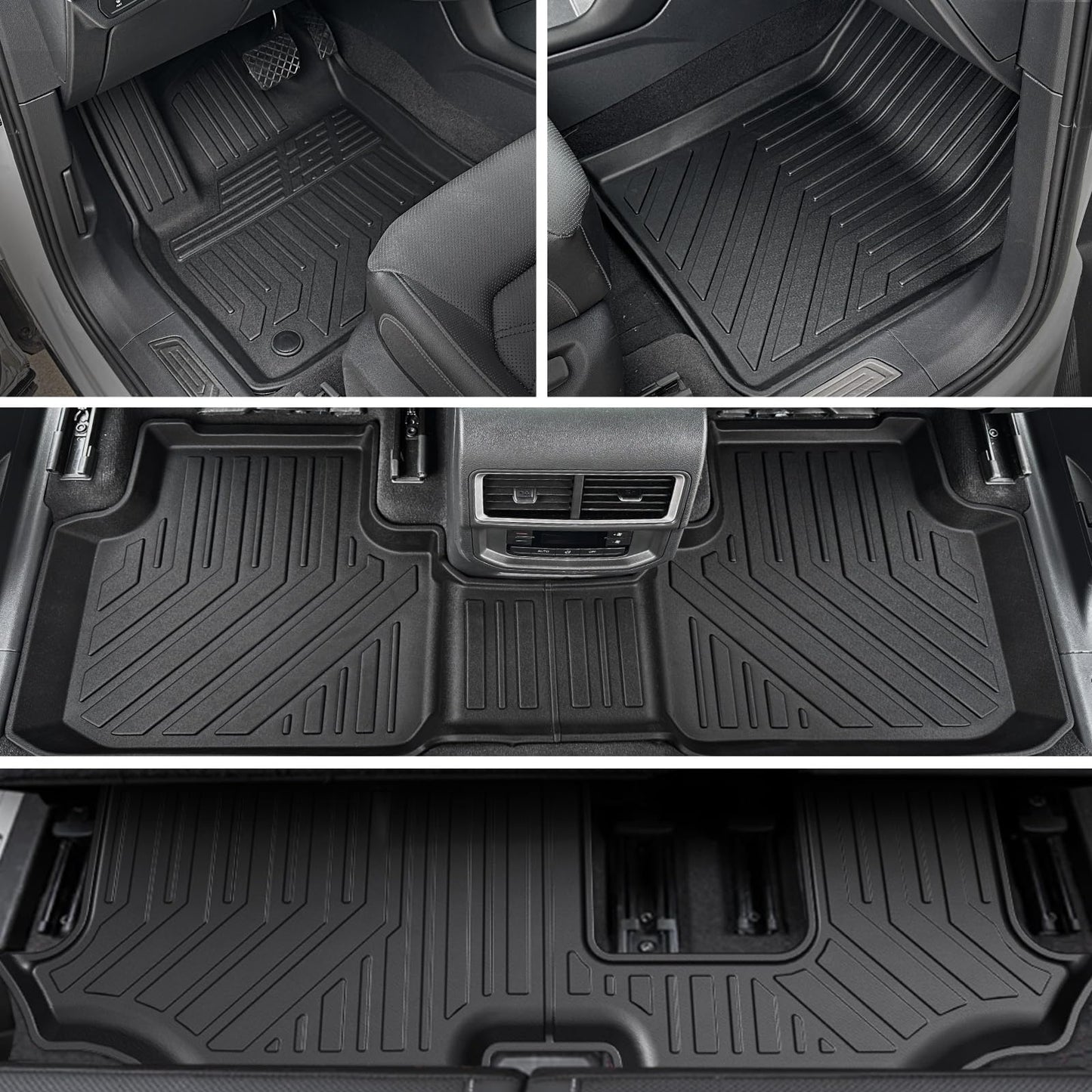 JOULARISE Floor Mats Set for 2018-2025 Volkswagen VW Atlas 7 Seats Bench Seating Car Mat Accessories(Not Fit Cross Sport), All Weather TPE Cargo Liner Trunk Mat(Floor Mats+2-in-1 Cargo Mat)