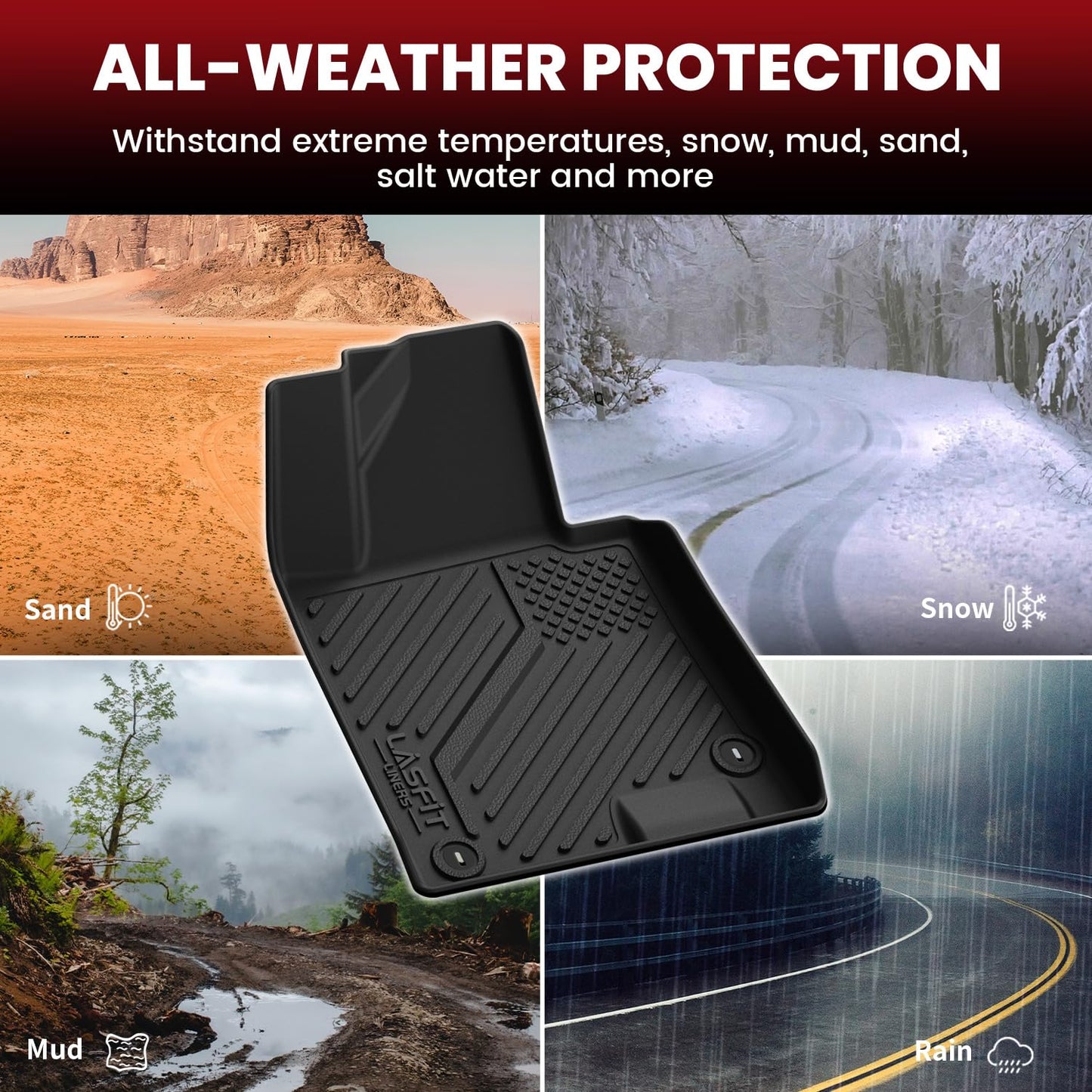 LASFIT Floor Mats & Cargo Mat for Hyundai Sonata 2020-2026 (Only Fit FWD & Gas) / Kia K5 2021-2025 (Only Fit FWD) All Weather TPE Custom Fit Floor Liners for Car Mats Trunk Mats