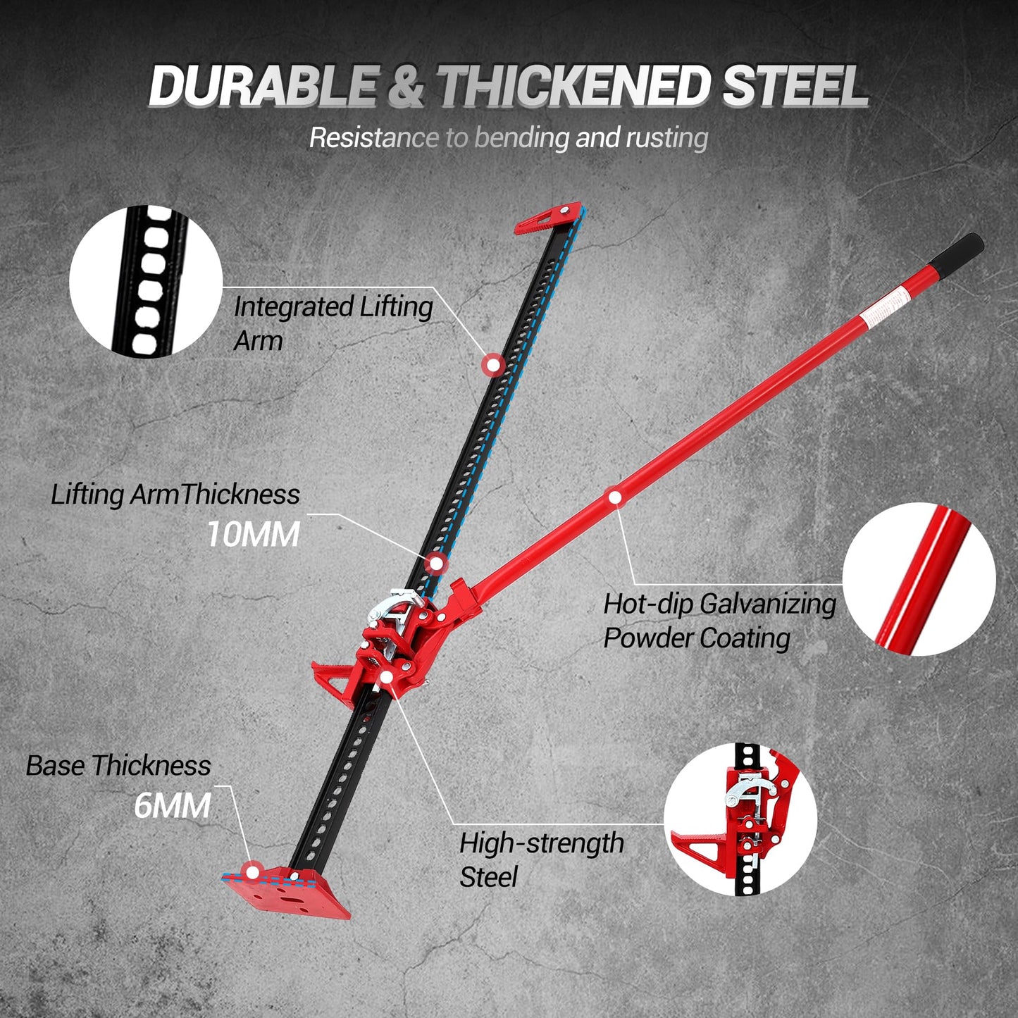 3 Ton Farm Jack, Heavy Duty 6600 Lb Capacity Ratchet Off-Road Multi-Purpose Jack for ATVs, Utility Vehicles, Off-Road Vehicles, Tractors, Trucks