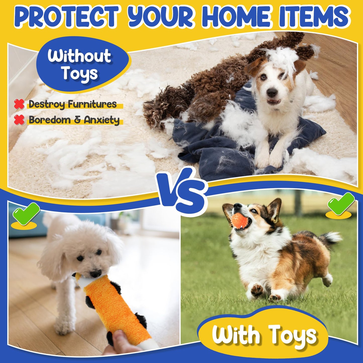 PatsFran Puppy Toys for Teething, 9 Pack Interactive Dog Toys for Small Dogs, Puppy Chew Toys for Boredom with Rope Toys, Treat Ball and Cute Squeaky Toys