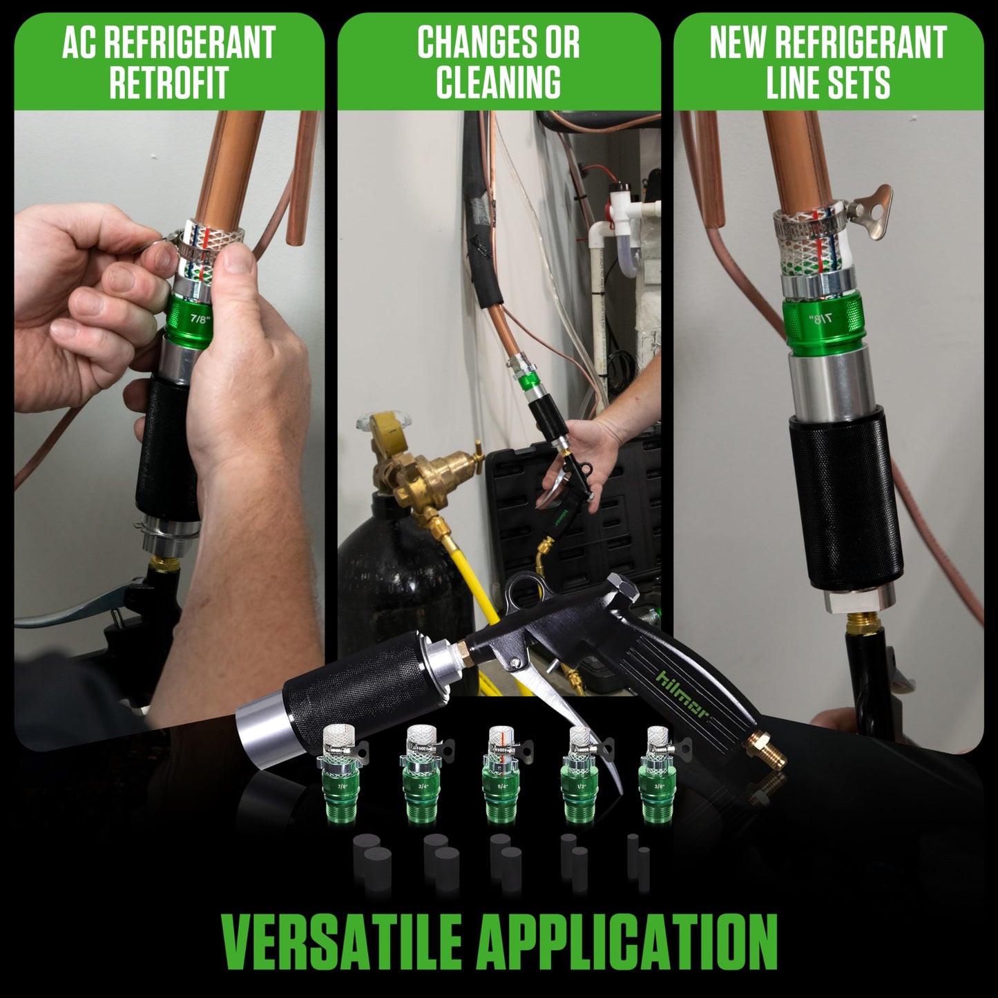 hilmor HLC007 HVAC Lineset Cleaner - Pressurized Foam Puck System to Remove Contaminants & Residue - Refrigerant Line Set Cleaning Kit - A2L Compatible