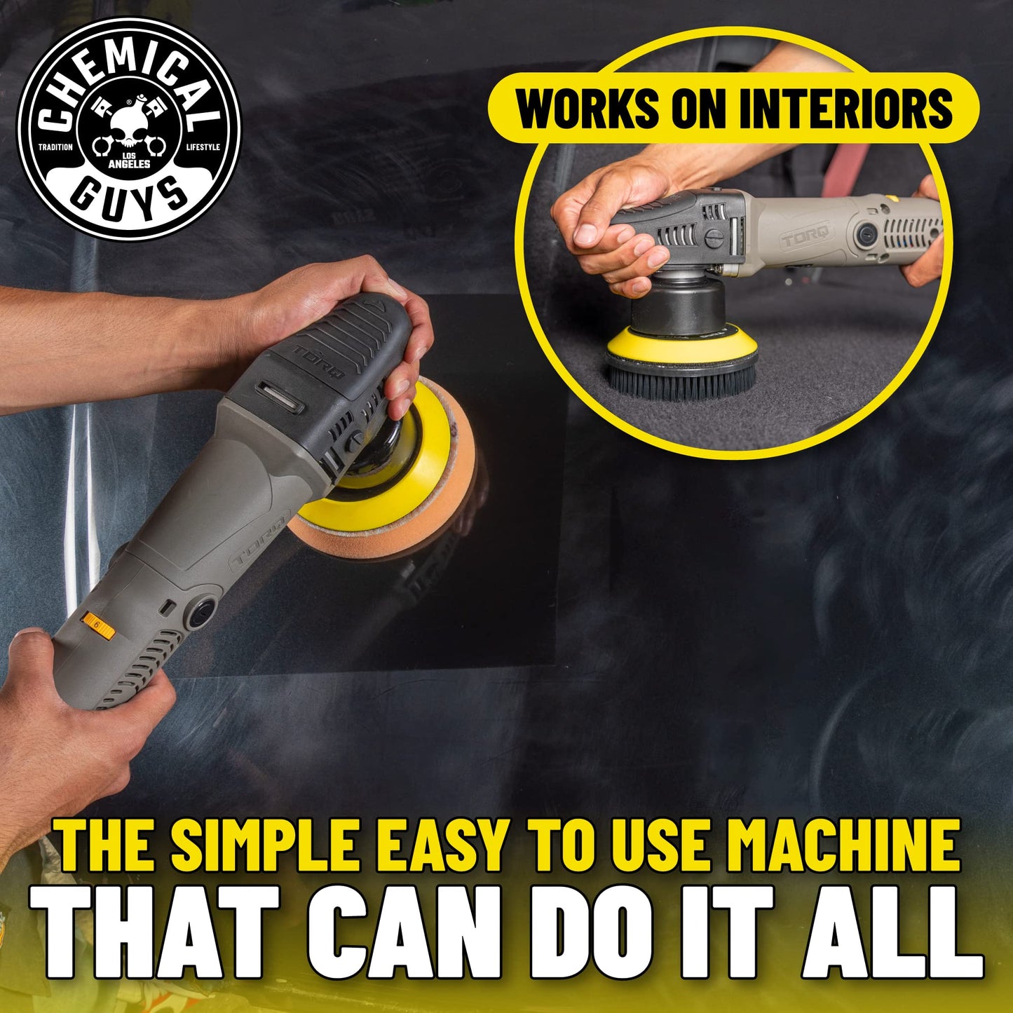 Chemical Guys BUF_209X TORQX Random Orbital Polisher, Complete Detailing Kit with Pads, Pad Cleaner & Conditioner, Towels (Safe for Cars, Trucks, SUVs, & More) 700W, Orbit 8mm - 12 Items