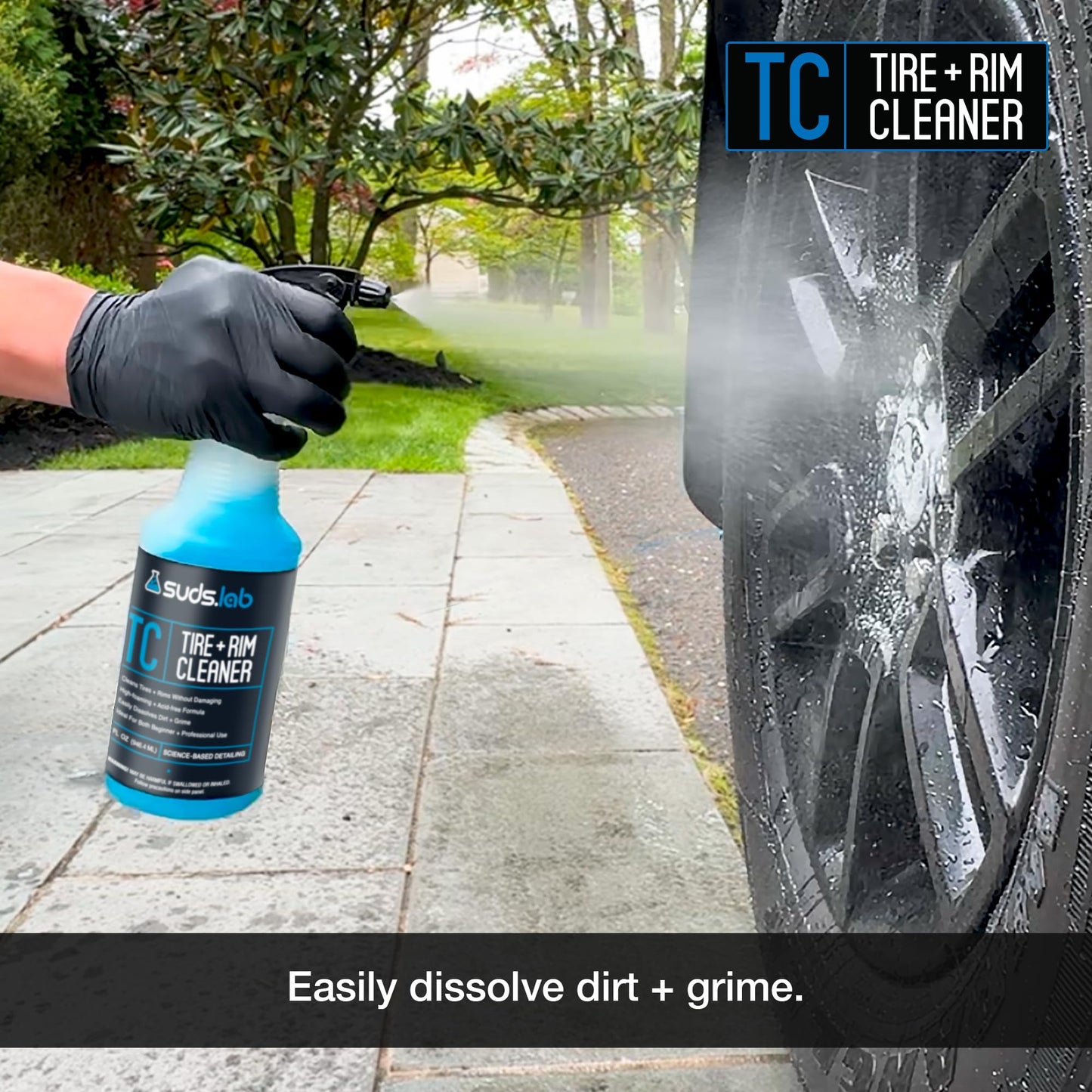 Suds Lab TC Tire and Rim Cleaner, Acid-Free Foaming Cleaning Solution, Safe for All Finishes, Home Car Detailing Wash