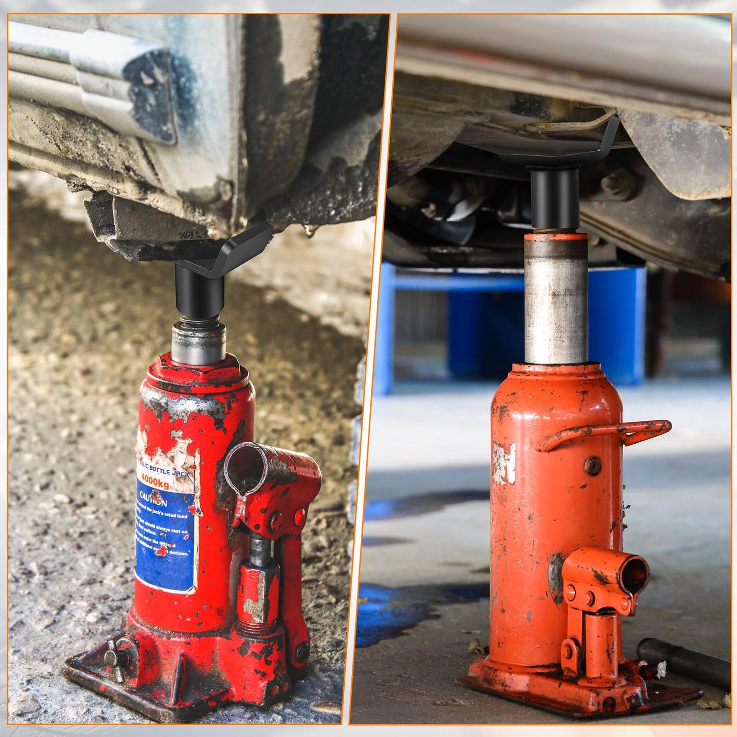 Hicarer Bottle Jack Adapter Lifting Saddle, Safe Steel Axle Saddle Adapter for 12t Bottle Jack for Accessories 3-4" Round or Square Axle Tube Fits 1.65" or Smaller Diameter Shaft Saddles(Black)