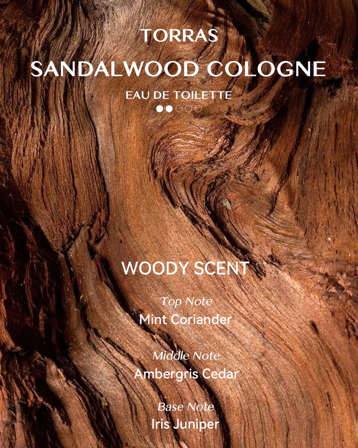 TORRAS Smart Car Air Freshener, Ultra-wide Ultrasonic Atomization Car Freshener, Blue Ambient Light, AUTO On/Off, Adjustable Mode, Natural fragrance, Sandalwood Cologne Scent