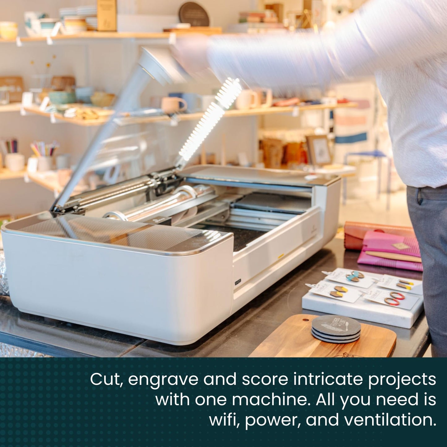 Glowforge Pro HD Laser Cutter and Engraver Machine with 45W CO2 Laser - Ultimate Power Laser Engraver with Cooling for Fast Laser Engraving on Wood, Leather, Metal, and Stone