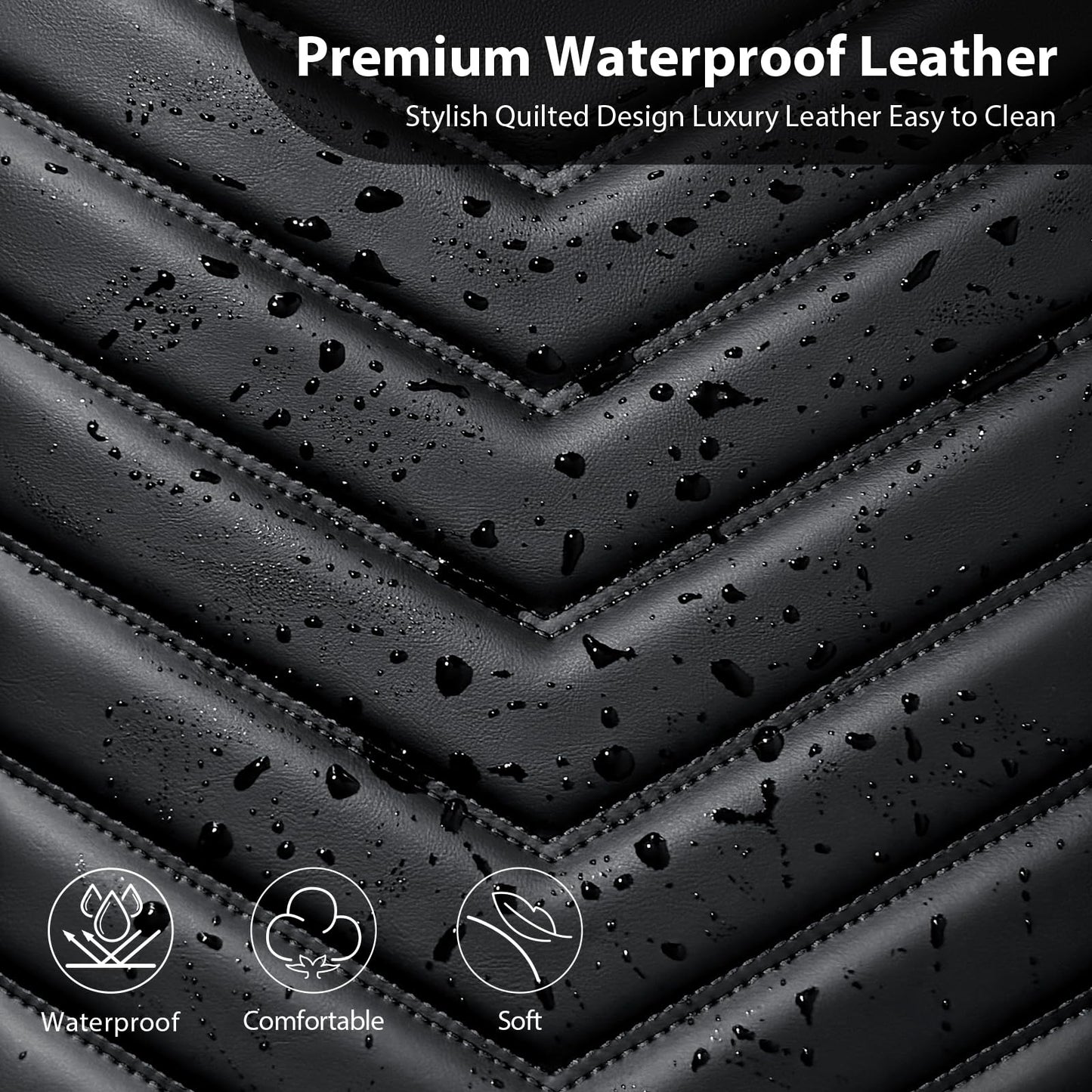 CAR PASS 3D Foam Faux Leather Car Seat Covers Front Seats,Waterproof Leather Front Seat Cover for Cars,Luxury Universal Fit Anti-Slip for SUV Truck Sedan Automotive,Armrest Airbag Compatible,Black