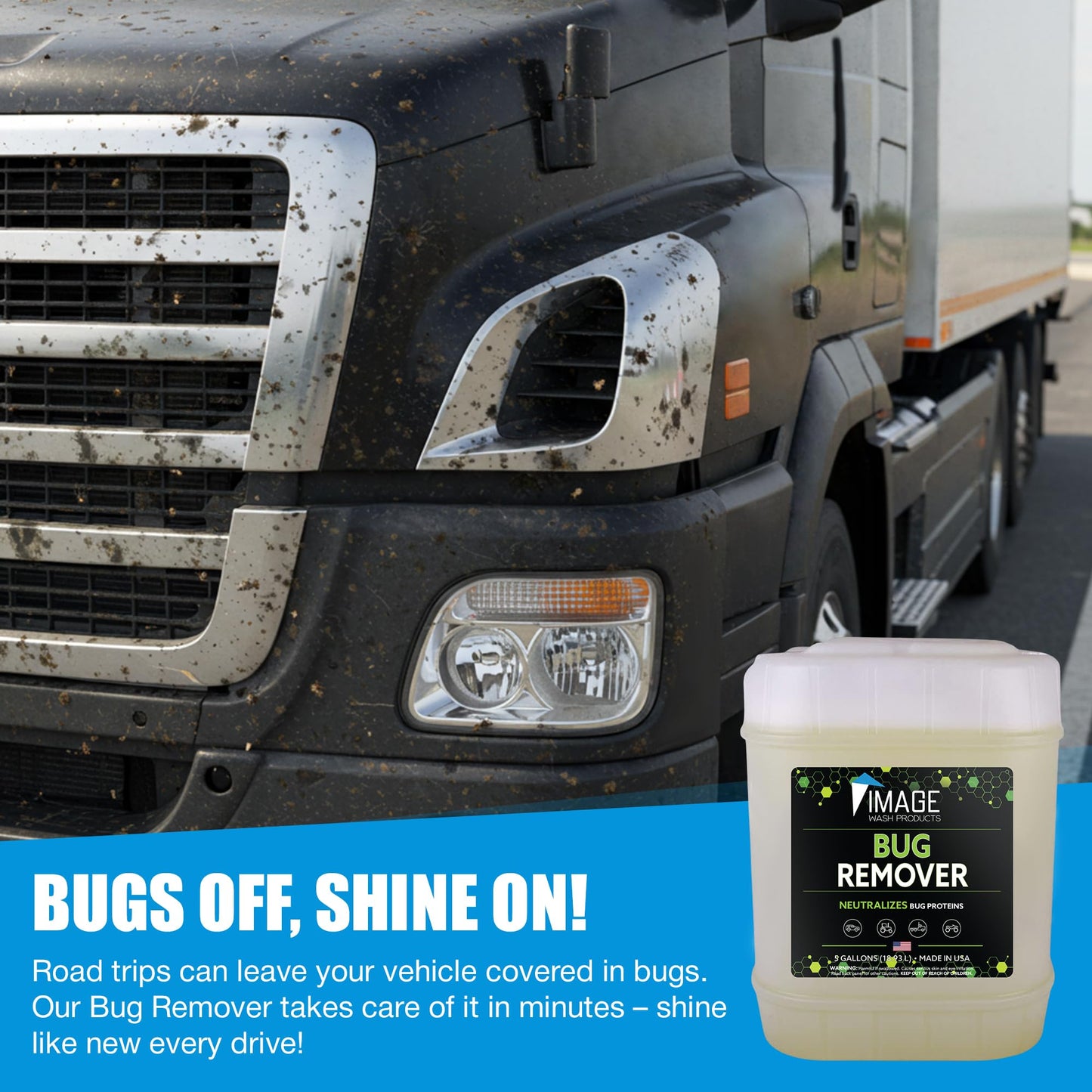 Image Wash Products Bug Remover – (5 Gallon) Best Bug Remover for Cars/Truck Exterior | Bug Cleaner for Vehicles, Car Bug Remover Spray, Bug Off Car Cleaner, Bug Wash for Cars