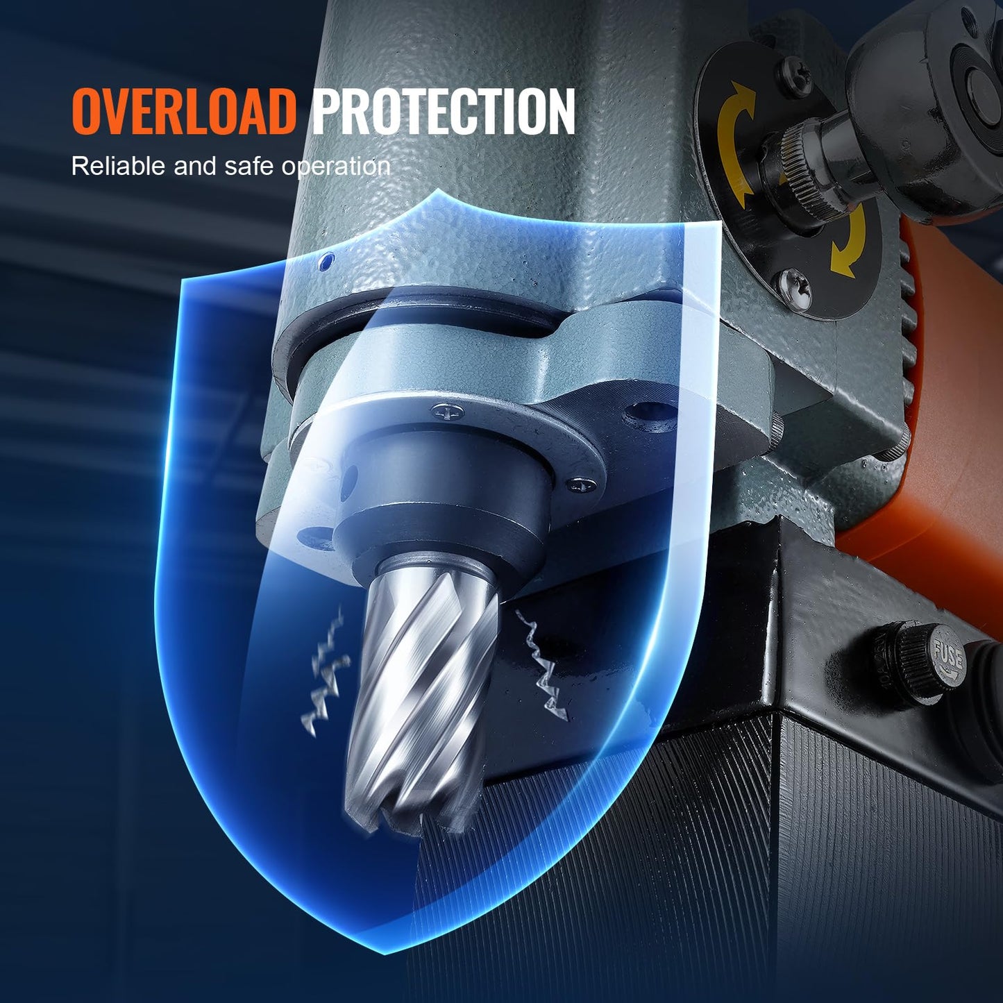 VEVOR Low Profile Magnetic Drill Press, 1300W Mag Drill, Light Weight Portable Mag Drilling Machine with Cooling Device and Overload Protection, Mag Press for Equipment Installation, Industrial