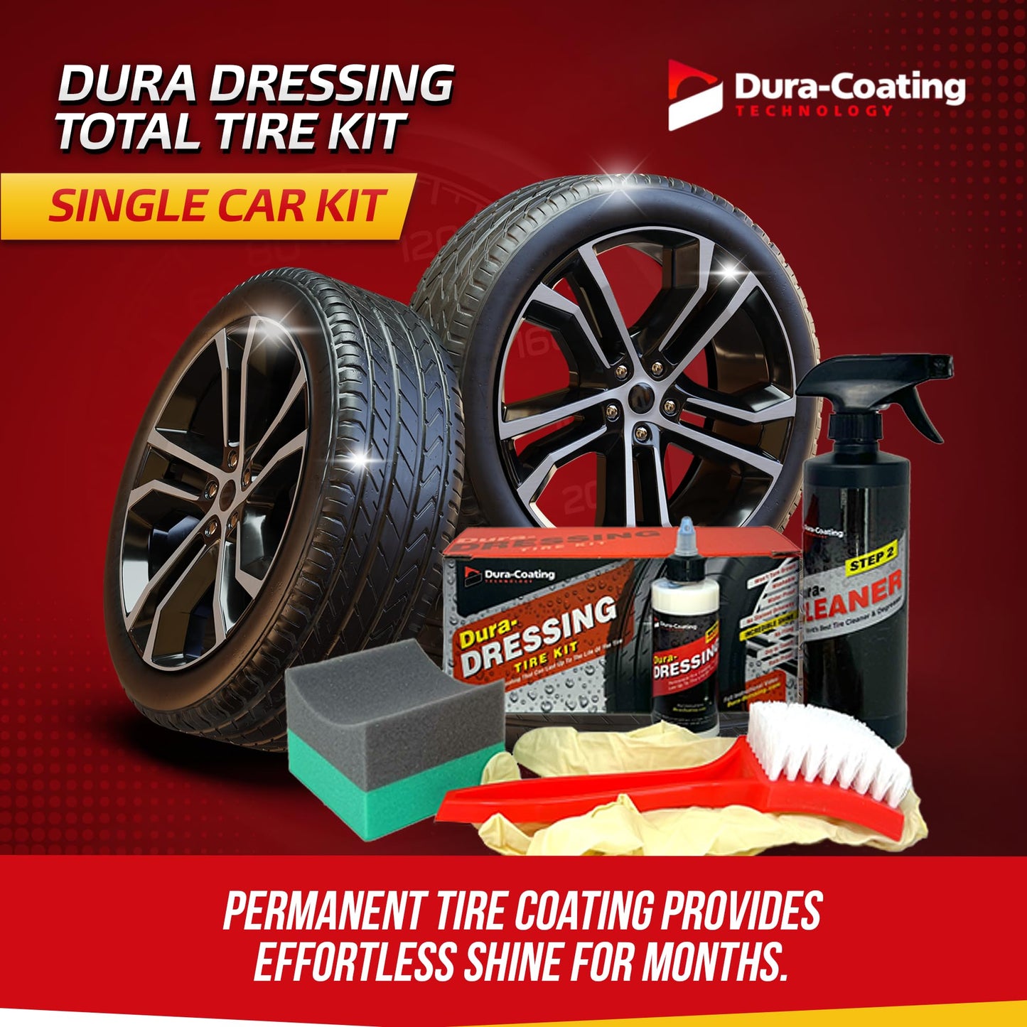 DURA-COATING TECHNOLOGY, Ultimate Car Detailing Kit- Includes a Dura-Dressing Single Vehicle Standard Car Detailing Kit and a Dura-Dressing Total Tire Kit for Vehicles - Car Cleaning Kit