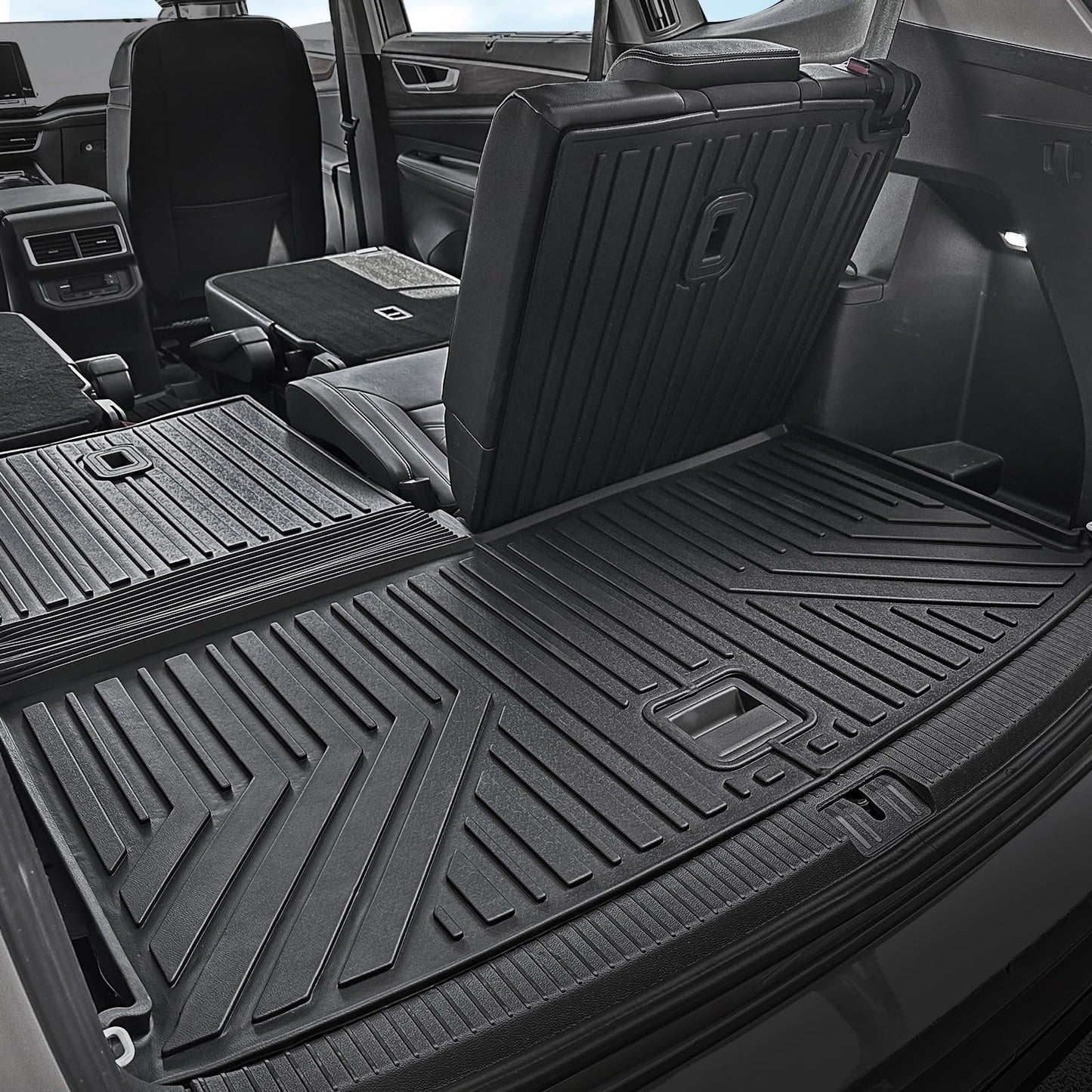 GALVAGNITE Floor Mats for 2018-2024 2025 Volkswagen VW Atlas 7 Seats(Not for Cross Sport), All Weather TPE Trunk Mat Cargo Liner with Backrest Mat for Atlas Accessories