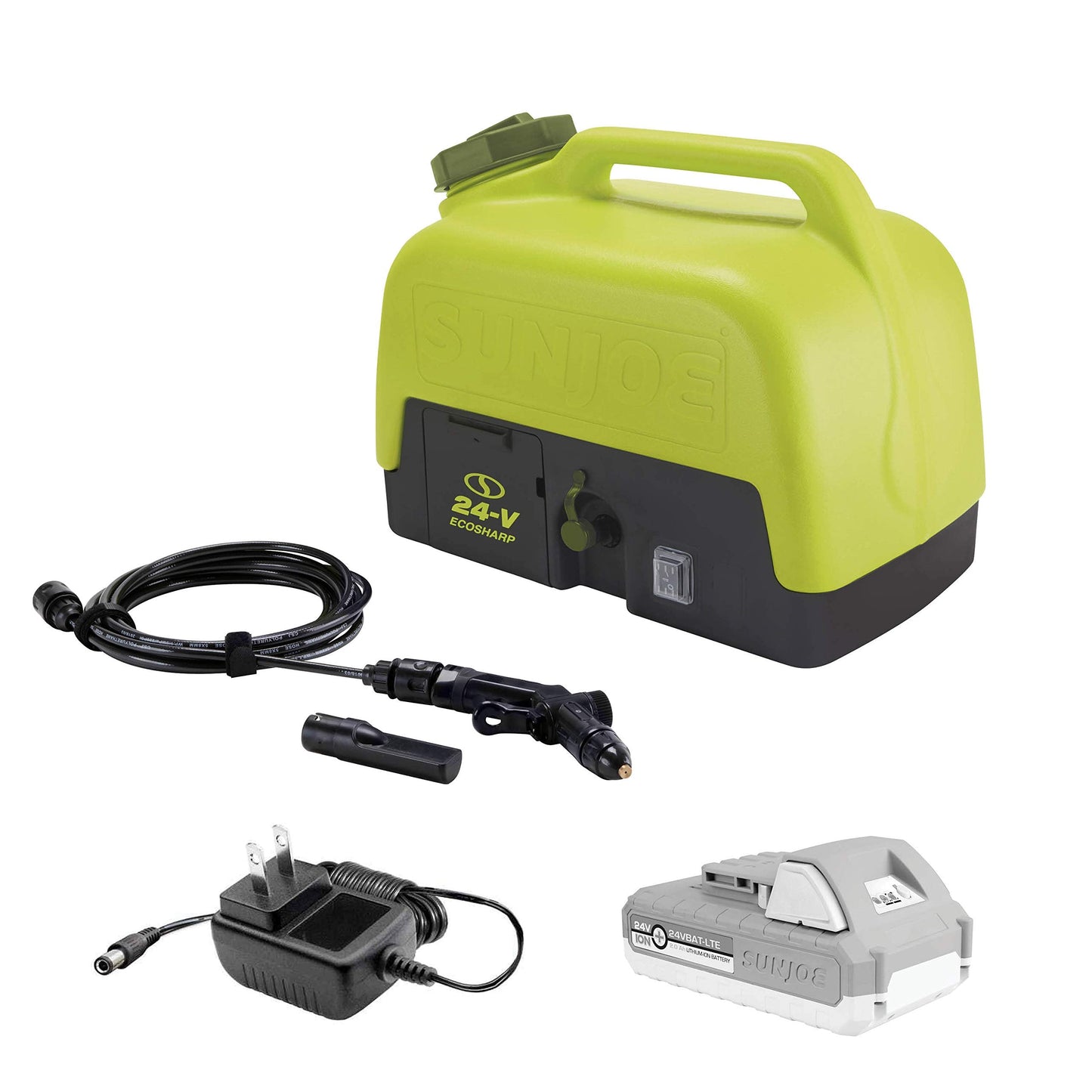 Sun Joe Cordless Portable Spray & Pressure Washer w/ Battery & Charger, 24V WA24C-LTE
