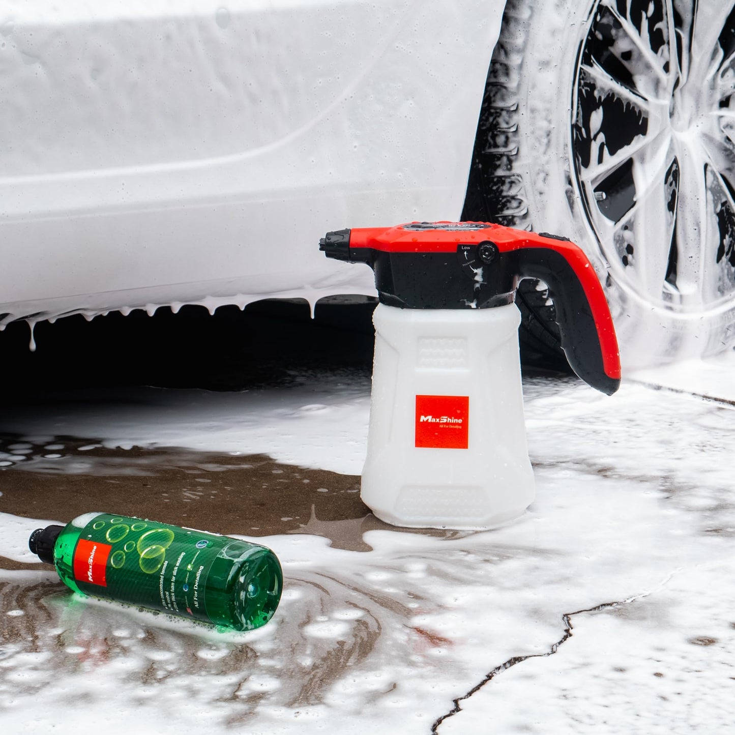 Maxshine Portable Cordless Foam Sprayer | 2L Capacity with 2600mAh Battery | Dual Spray Modes for Thick Foam | Electric Car Wash Foamer & Detailing Tool for Auto, Home & Garage Use