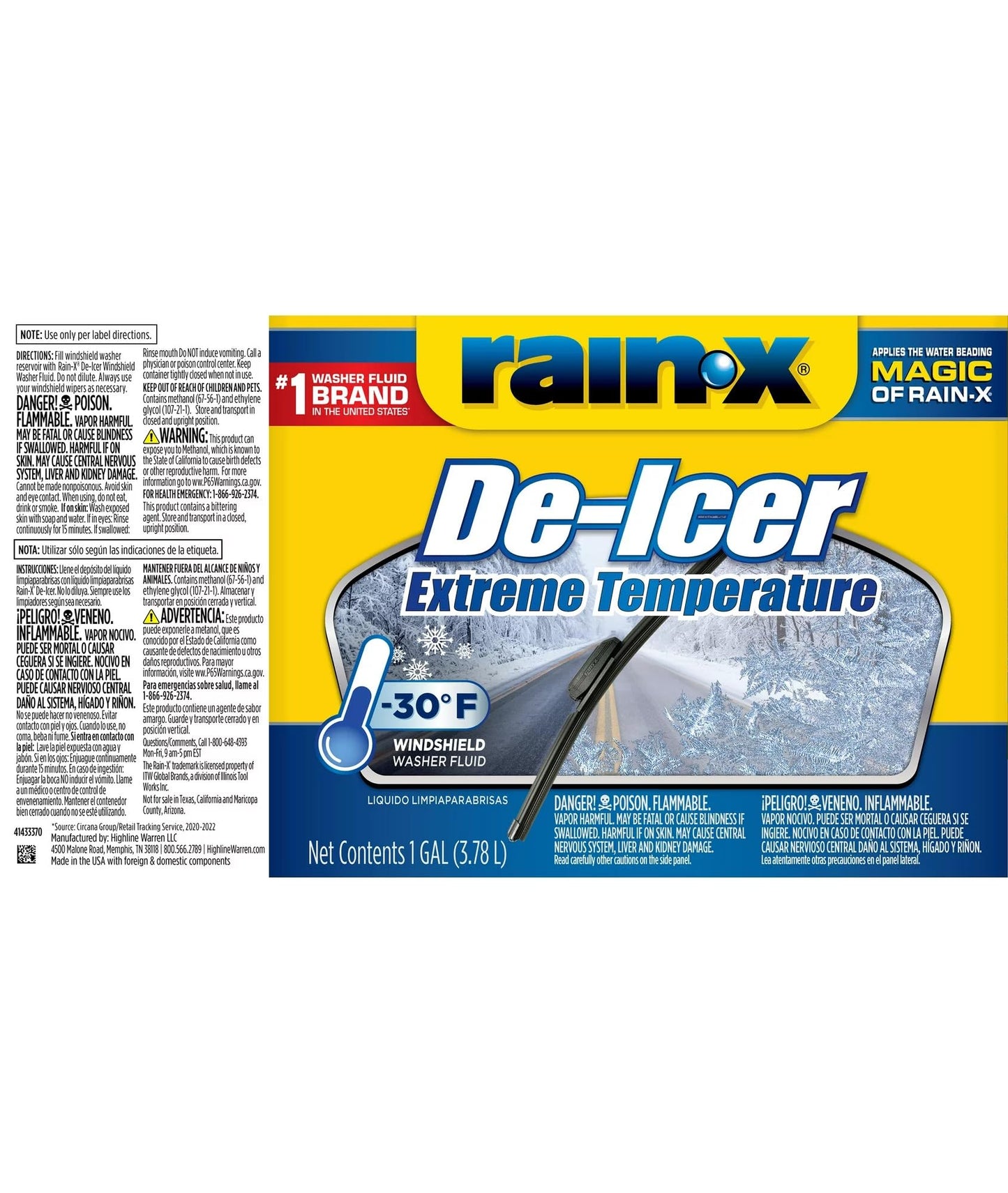 Rain-X -30°F Extreme Temperature De-Icer Windshield Washer Fluid - 1 Gallon