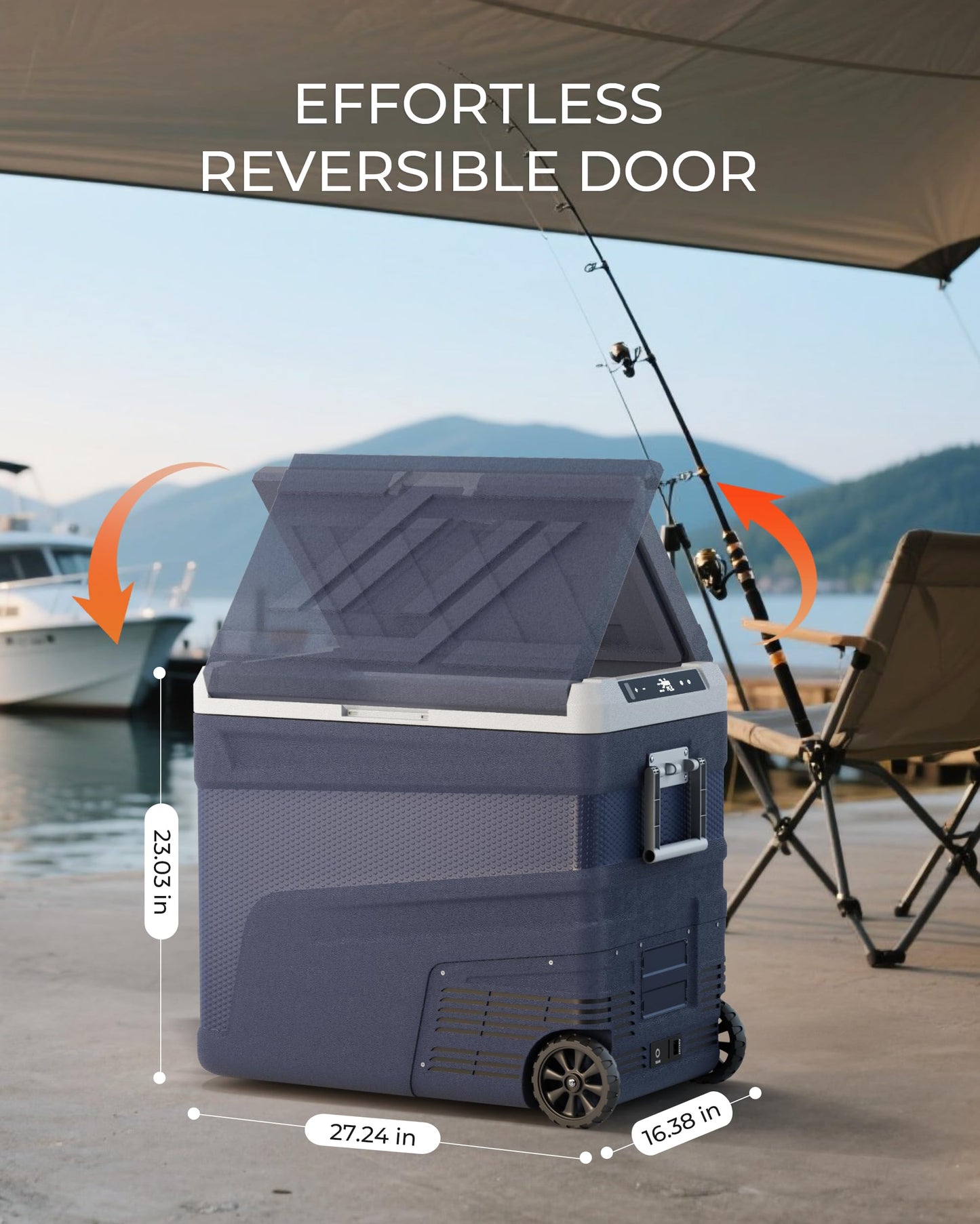 EKOJUCE 12 Volt Refrigerator Portable Fridge - 68 Quart(65L) Electric Cooler with Wheels, 12/24V DC & 100-240V AC, -4℉-68℉, APP Control, 12V Car Fridge for Camping, Boating, Truck, RV, Outdoor, Home