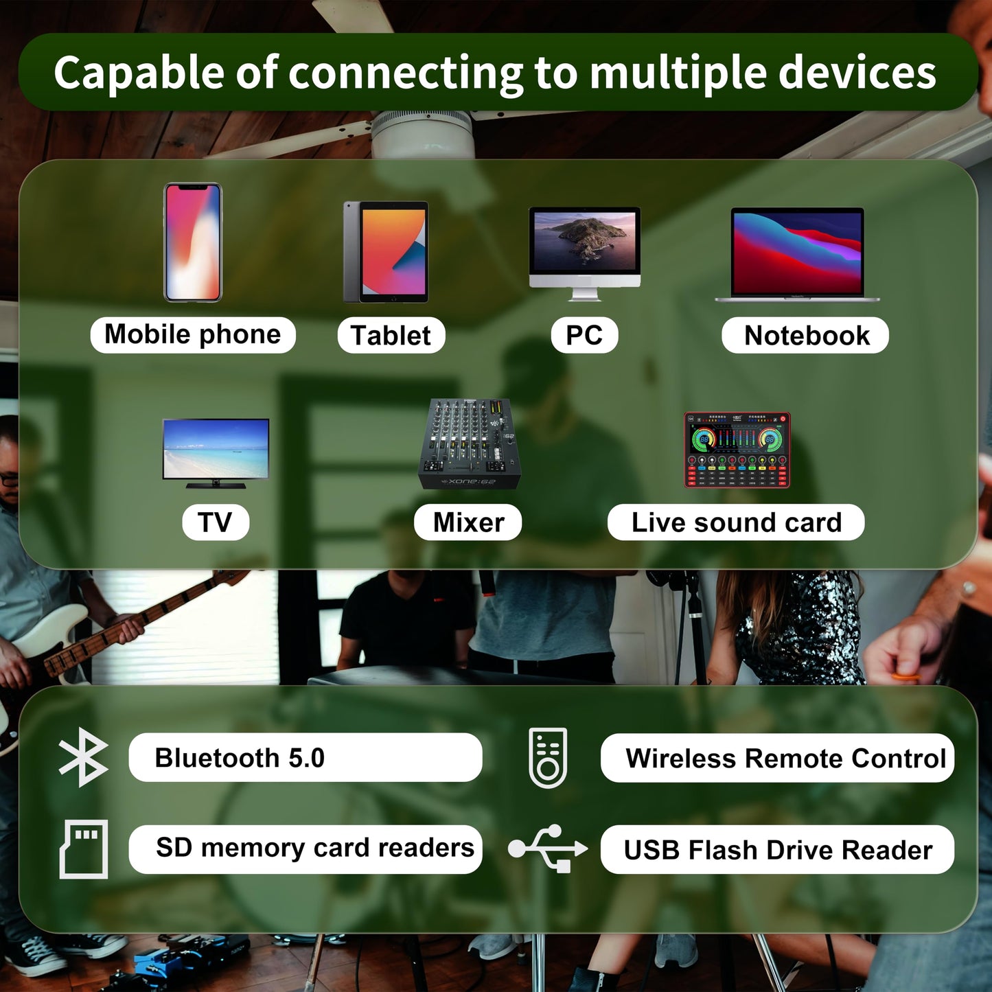 RECK 4000W P.M.P.O Line Array and 18 inch Active Subwoofer Powered PA System | Bluetooth/USB/SD/Remote Control for DJs, Bands, Events,Party