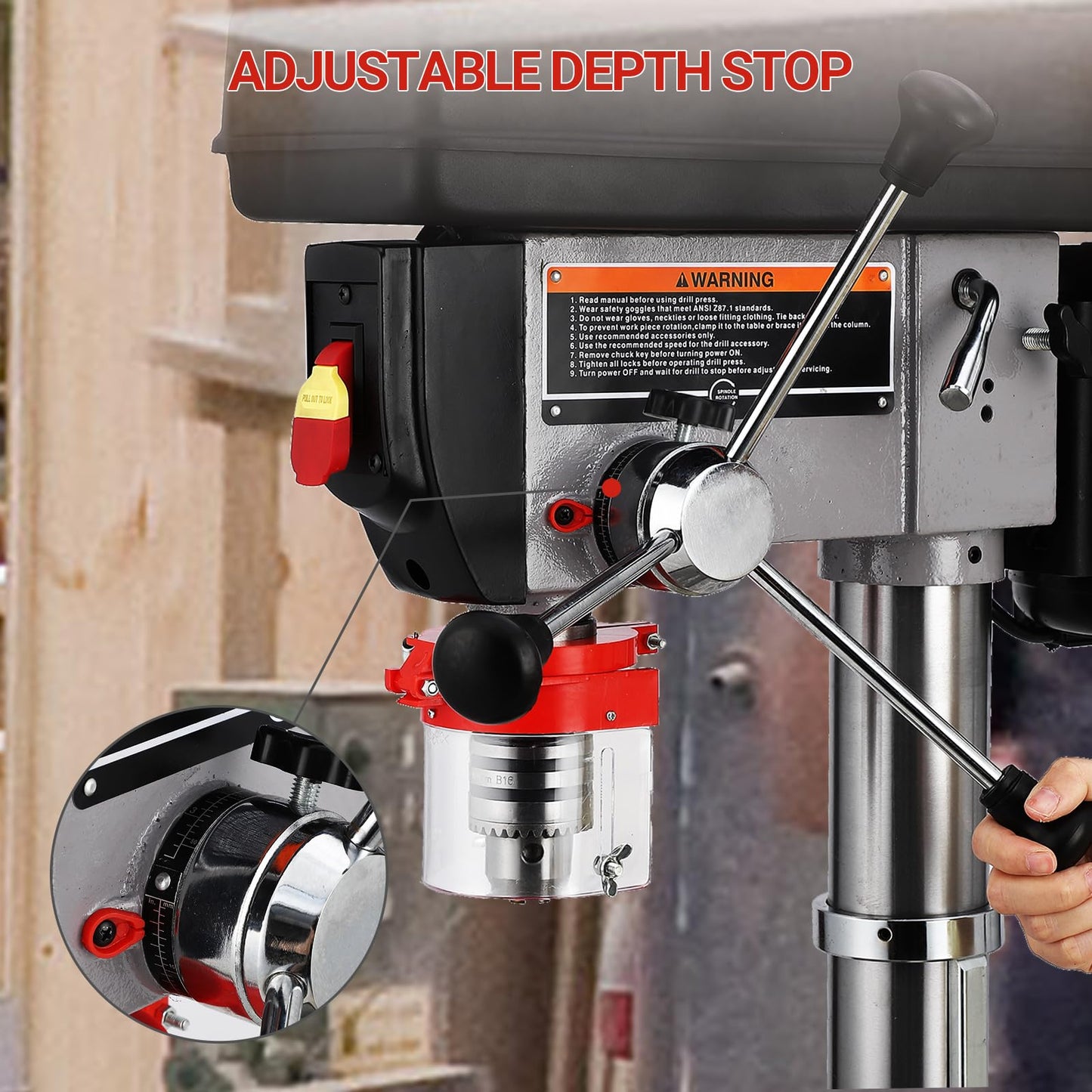 13 in Benchtop Drill Press, 7.5 Amp 120V, 288-3084 RPM Variable Speed Cast Iron Bench Drill Press, 0-45°Tilting Worktable, Tabletop Drilling Machine for Wood Metal