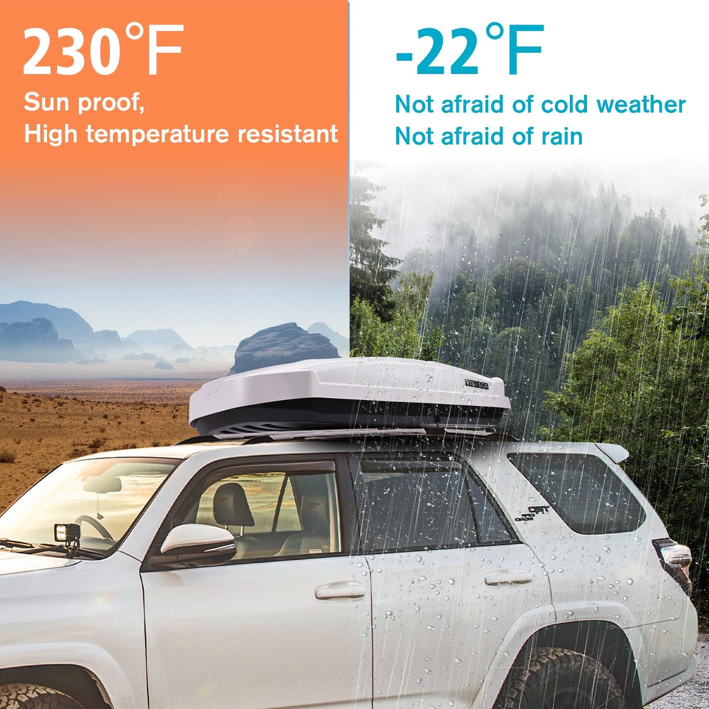 QUAWIP Rooftop Cargo Box,Rooftop Cargo Carrier Hard Shell with Security Keys, Waterproof Heavy Duty Roof Cargo Box, 58.3 (L) x 35.4 (W) x 13(H) Inches 15.5 Cubic Feet (Tool-Free Install) White
