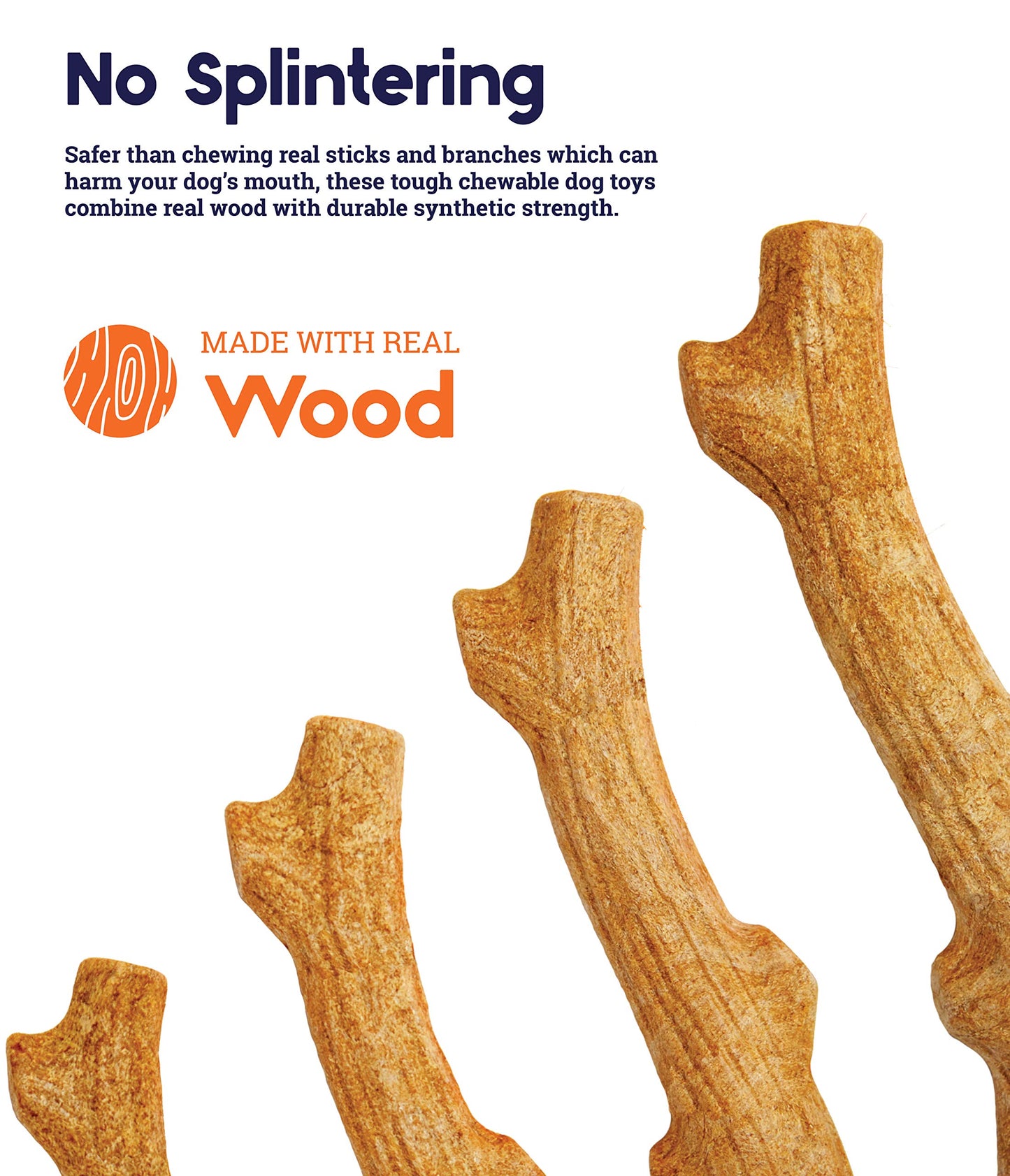 Petstages Outward Hound Super Dogwood Durable Dog Chew Toy, Large - Long Lasting Chew Stick Made with Real Wood - USA Made, L