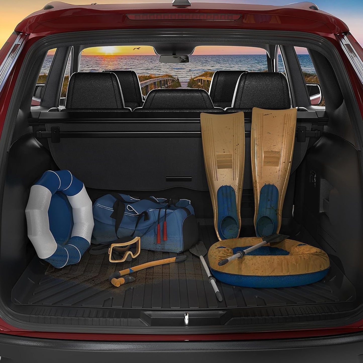 OEDRO Floor Mats Fit for 2017-2022 Honda CR-V (NOT for Hybrid), TPE All-Weather Custom Fit for Front, Rear & Cargo Mat in Lower Position, Honda CRV Mats Accessories, Black