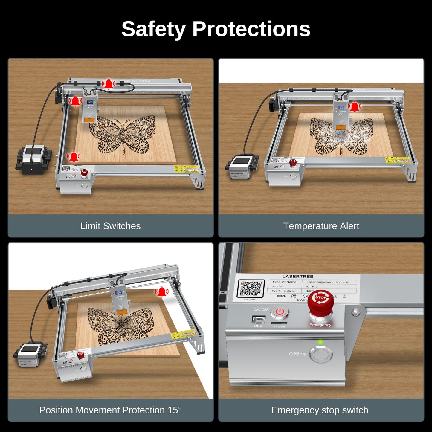 LASER TREE Laser Engraver Machine, 40000mW(40W+) Output Power Laser Cutter with Air Assist Pump Kit, High Precision Laser Cutter and Engraver for Wood and Metal, Paper, Acrylic, Glass, Class 4