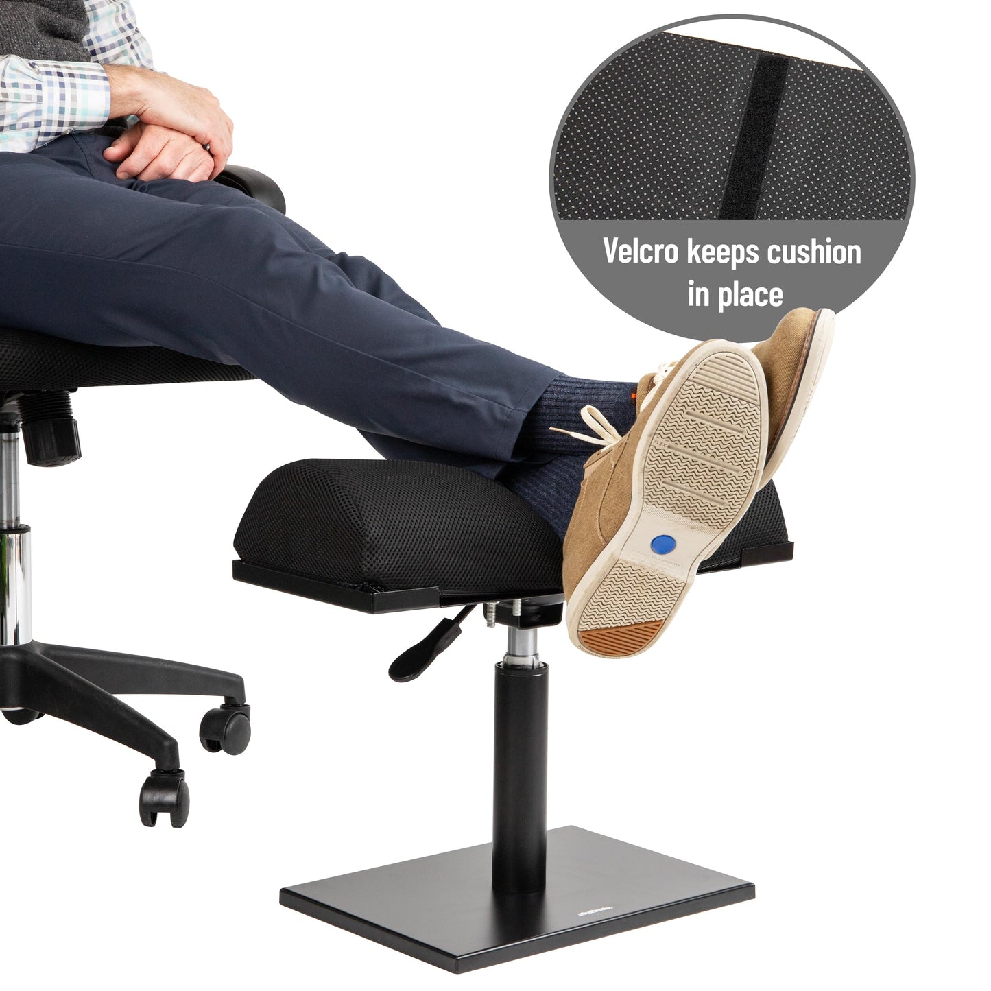 Mind Reader Foot Rest, Under Desk, Ergonomic, Hydraulic Height Adjustable, Ottoman, Office, Foam, 16.75" L x 7.5" W x 3.75" H, Black