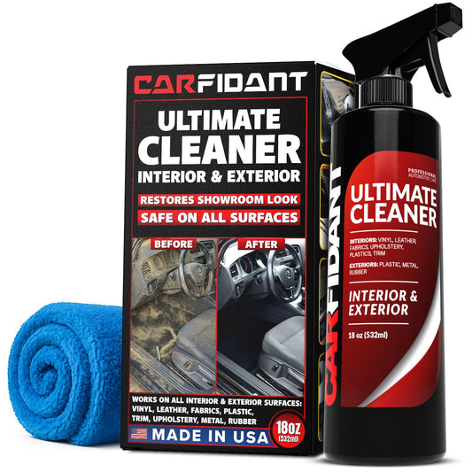 Carfidant Interior Car Cleaner - Removes Stains & Deep Cleans Car Seats, Leather, Fabric, Upholstery, Plastic, Dashboard & More - Car Cleaning Kit & Interior Detailer Spray - 18oz