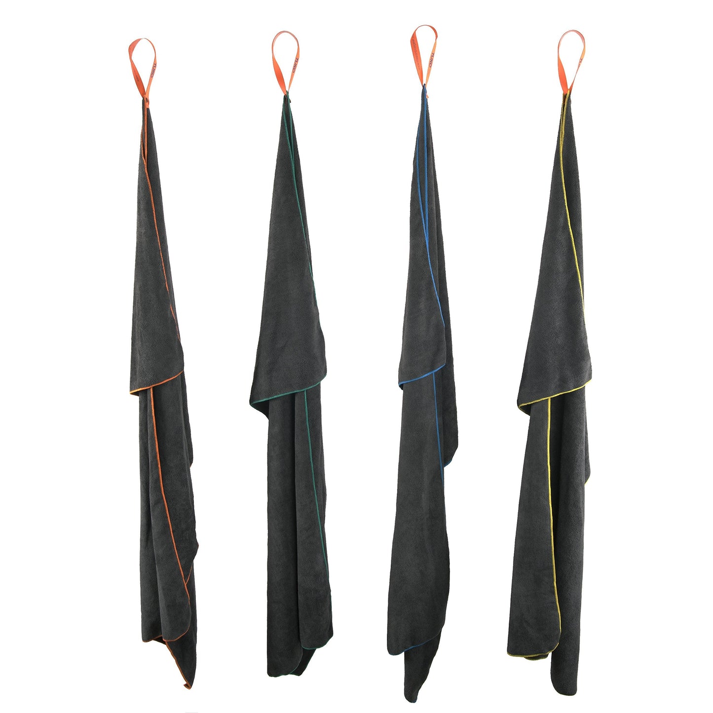 TUKO Microfiber Beach Towel Set with Bag Holder (60L x 30W, Set of 4)