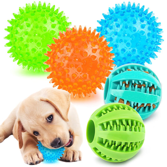 PUPTILY Interactive Dog Toys - 2.5' Squeaky Teething Chew Balls for Small Dogs, Clean Teeth & Training (5Pcs)