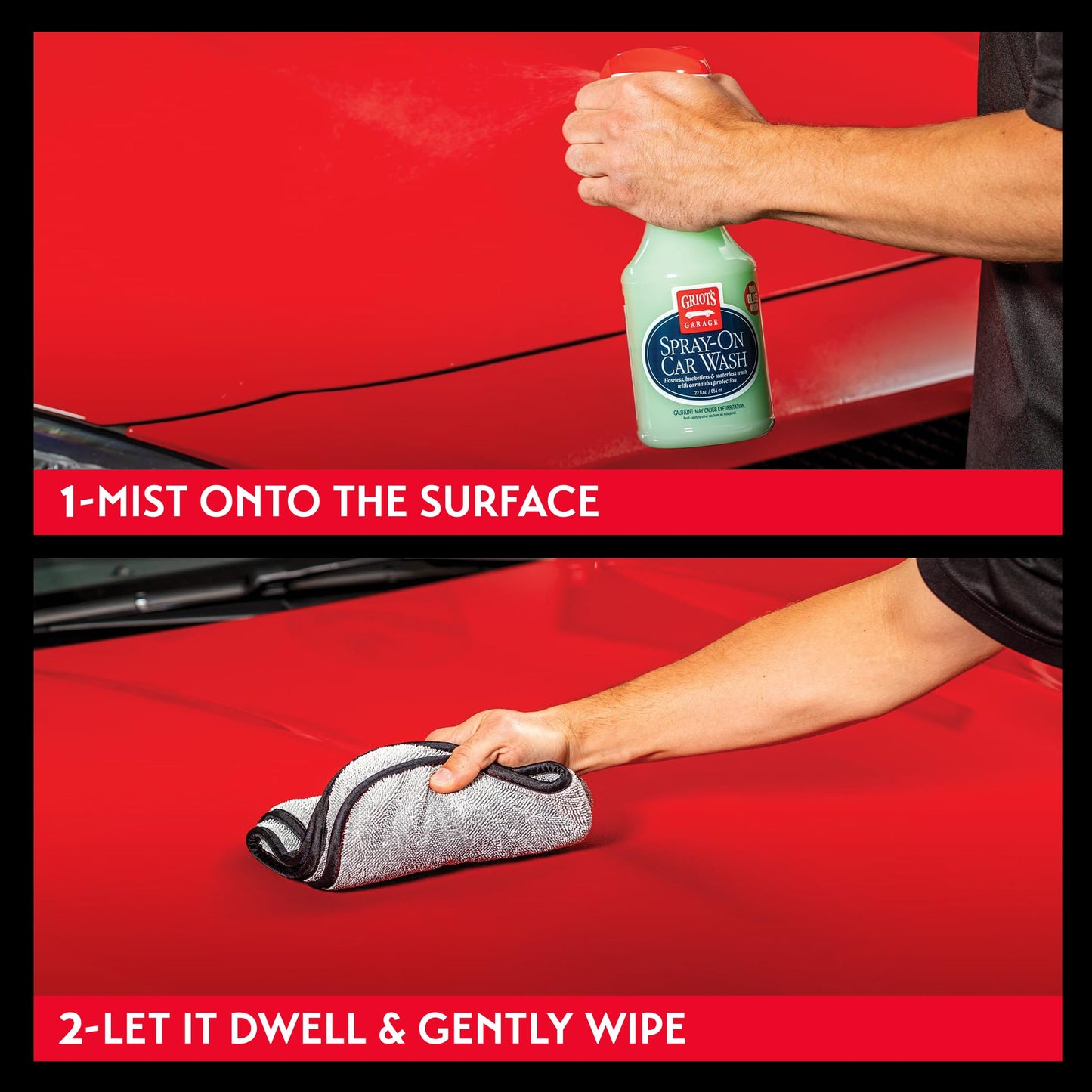 Griot's Garage Spray-On Car Wash for Vehicle Cleaning and Detailing, Rinseless and Waterless, No Hose and Bucket Needed, with Carnauba Wax Protection, 11065, 35oz