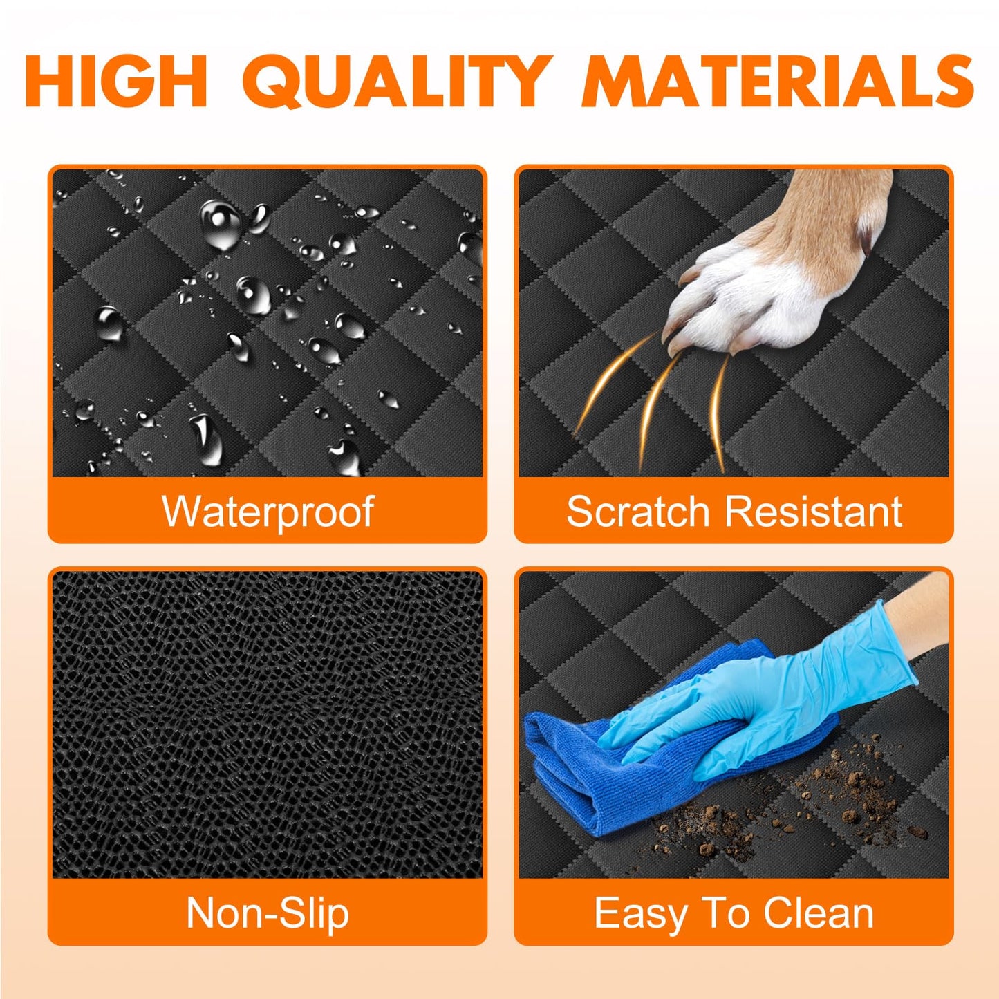 NECKORY Backseat Cover for Dogs, Waterproof and Non-Slip Pet Bench Seat Covers, Car Seat Protector for Back Seat, Universal Size Rear Car Seat Cover Fits Cars, Trucks and SUVs, Black