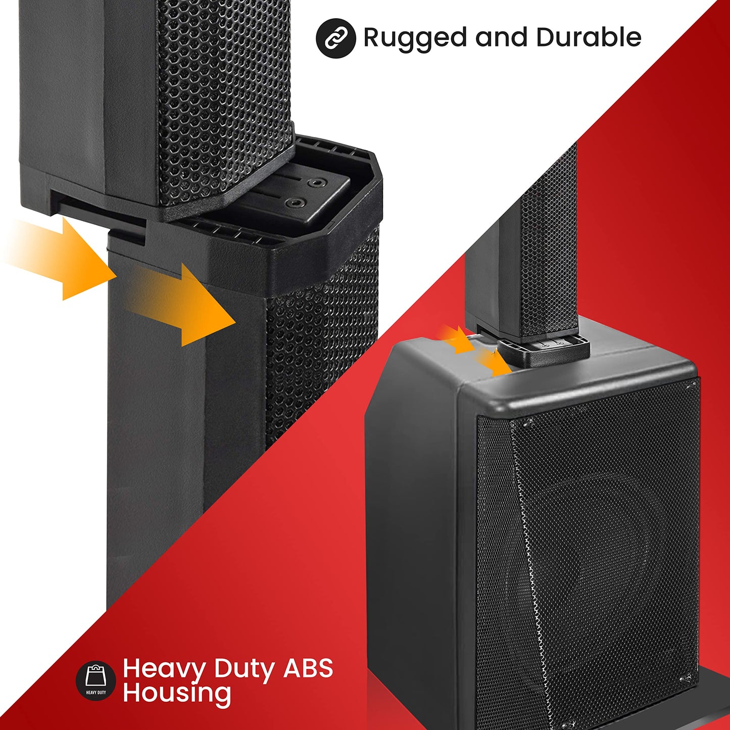 Pyle Line Array Column Speaker - Professional and Compact Sound System with 10 Inch Subwoofer, 8 x 3 Inch Drivers, Streaming, Built-in Digital Audio Amplifier with 4 Band DSP EQ Presets