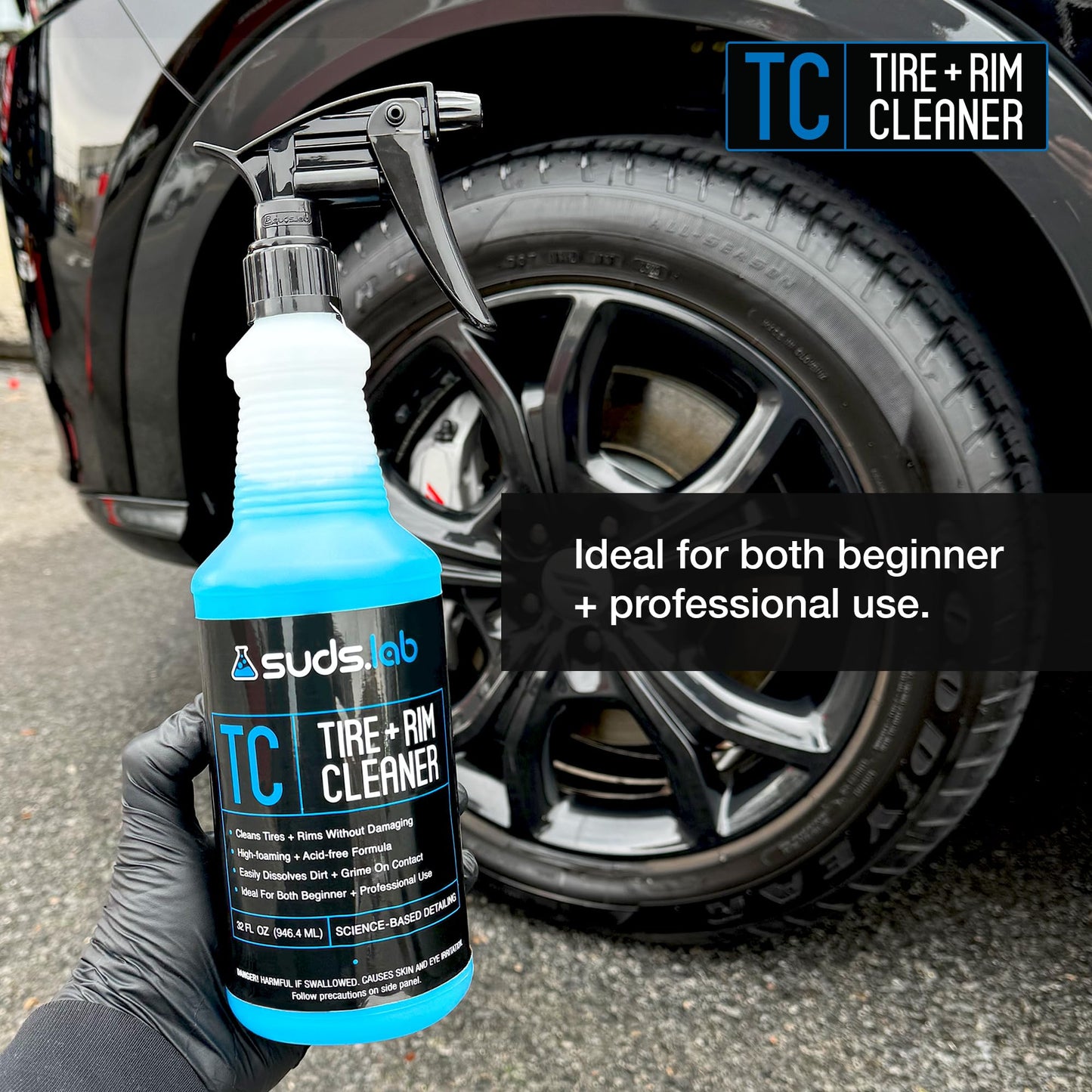 Suds Lab TC Tire and Rim Cleaner, Acid-Free Foaming Cleaning Solution, Safe for All Finishes, Home Car Detailing Wash