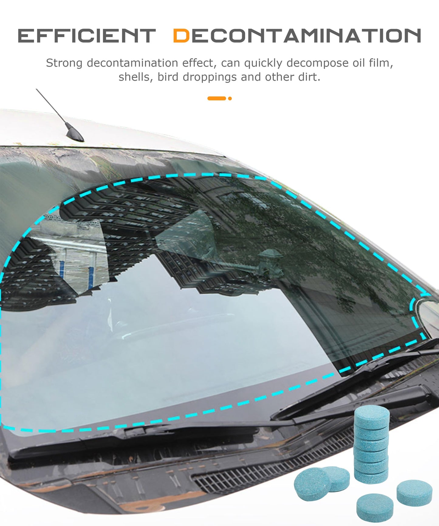 SCUARI 50PCS Windshield Washer Fluid,Wiper Fluid Tablets,Car Accessories Windshield Wiper Fluid,Wiper Fluid,Windshield Washer Tablets,Washer Fluid Tablets,Used to Remove Car Window Glass Stains