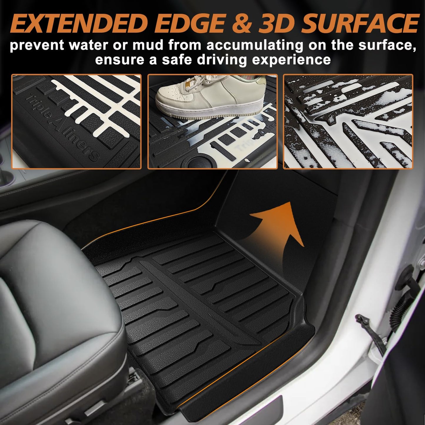TripleAliners 10PCS Floor Mats Fit for 2026+ Tesla Model Y Juniper Set Full Protection All Weather TPE Anti-Slip Custom Fit Floor& Frunk& Trunk& Rear Lower& Backrest Mat& Bumper Guard