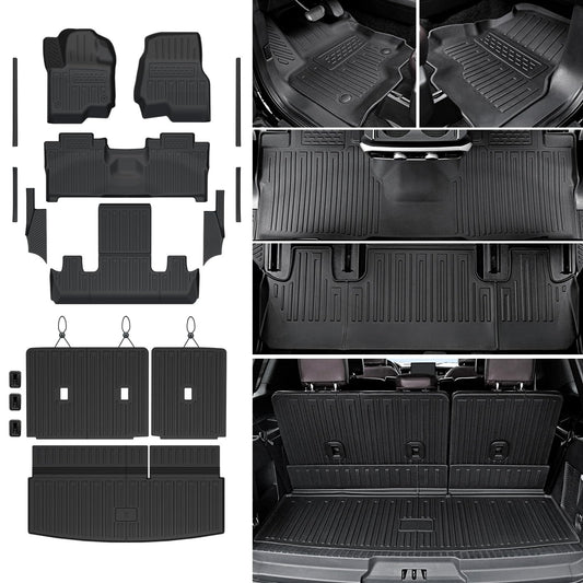 JOULARISE Floor Mats Cargo Mat for 2018-2024 Ford Expedition/Lincoln Navigator 7 Seats(Not for Max or L Model) Car Accessories, All Weather TPE Cargo Liner Backrest Mats Door Sill Protectors(Mats Set)
