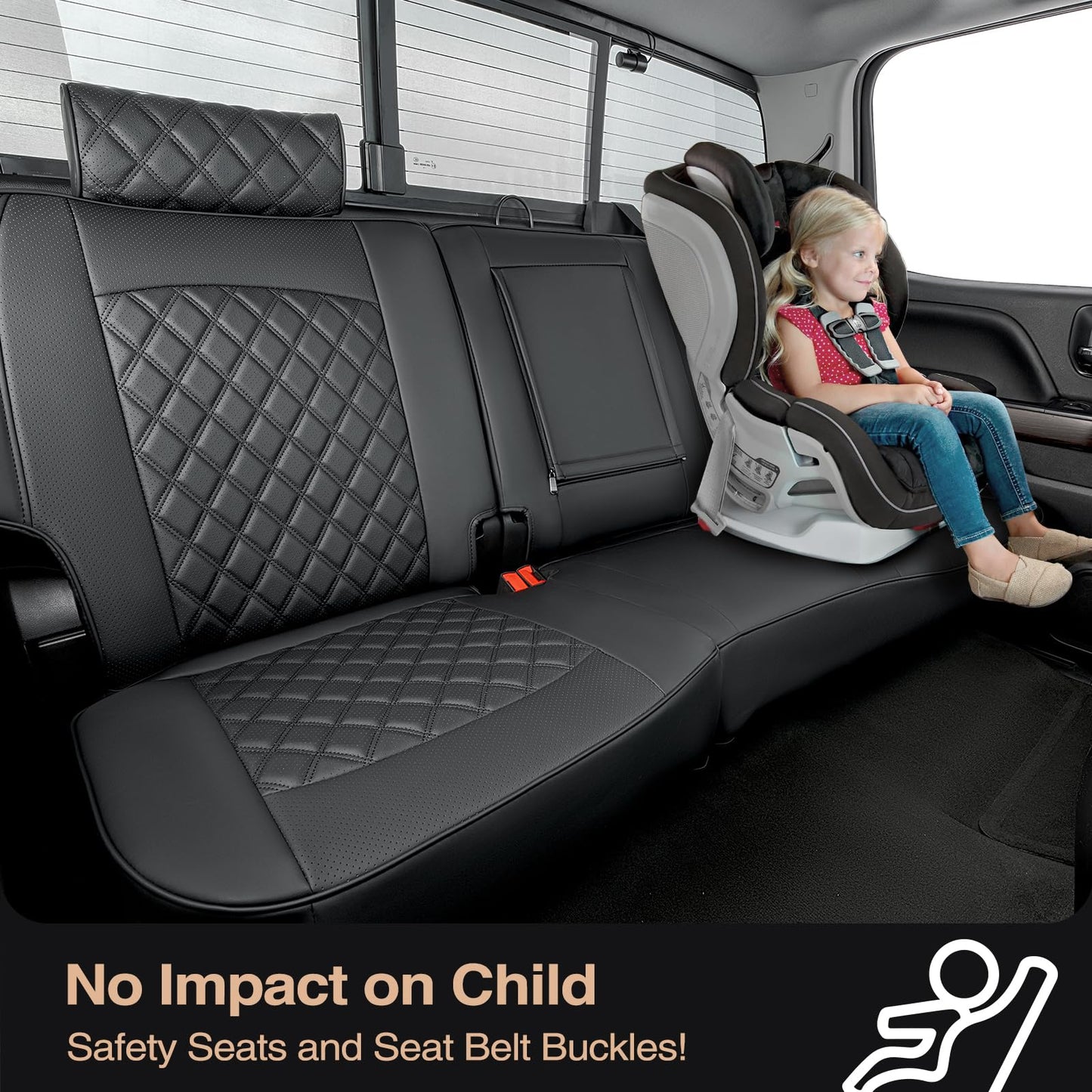 CreekT Full Coverage Full Set Seat Covers for Chevy Silverado GMC Sierra 2014-2018 1500 Crew Cab 2015-2018 2500HD 3500HD,for Chevrolet Truck Car Interior Accessories Black