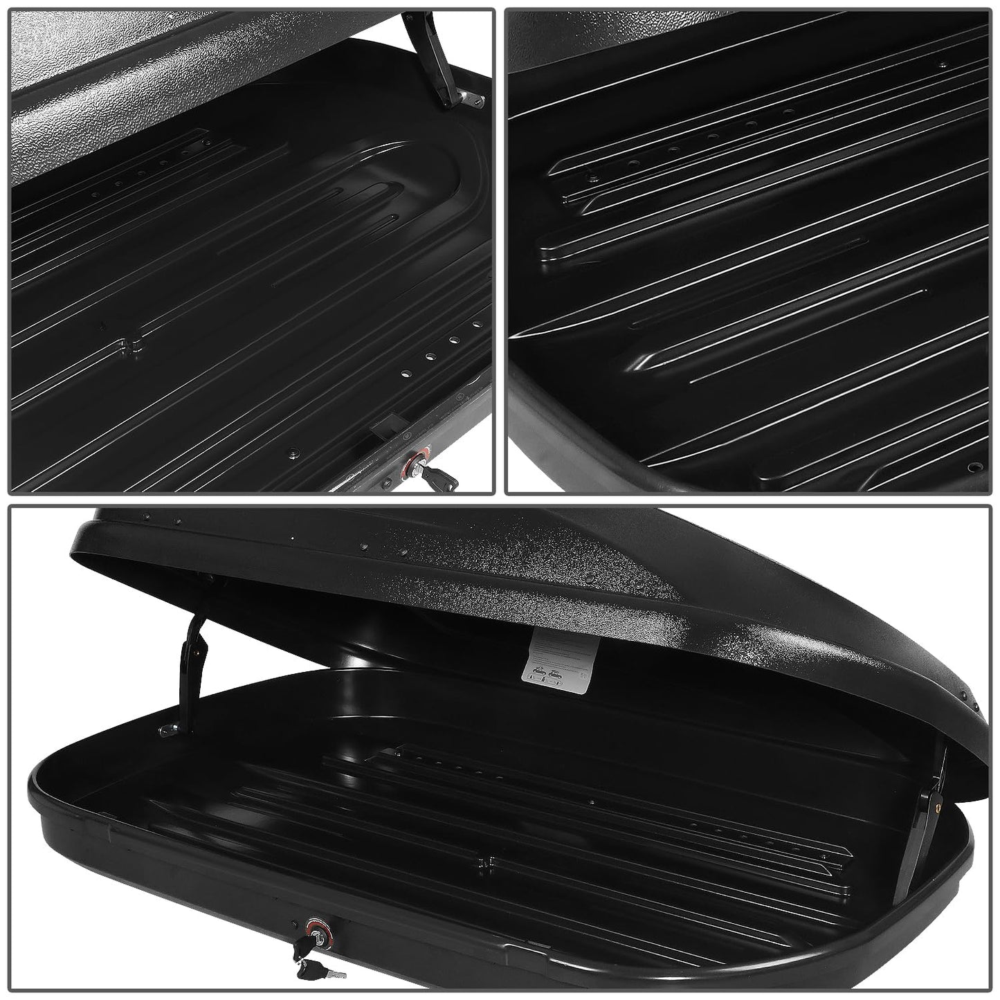 12.7 cu. ft. Rooftop Cargo Carrier ABS Lockable Heavy Duty Hard Shell Waterproof Car Roof Rack Luggage Carrier 55 x 34.5 x 14 Inches Black Textured Capacity 110 LBS