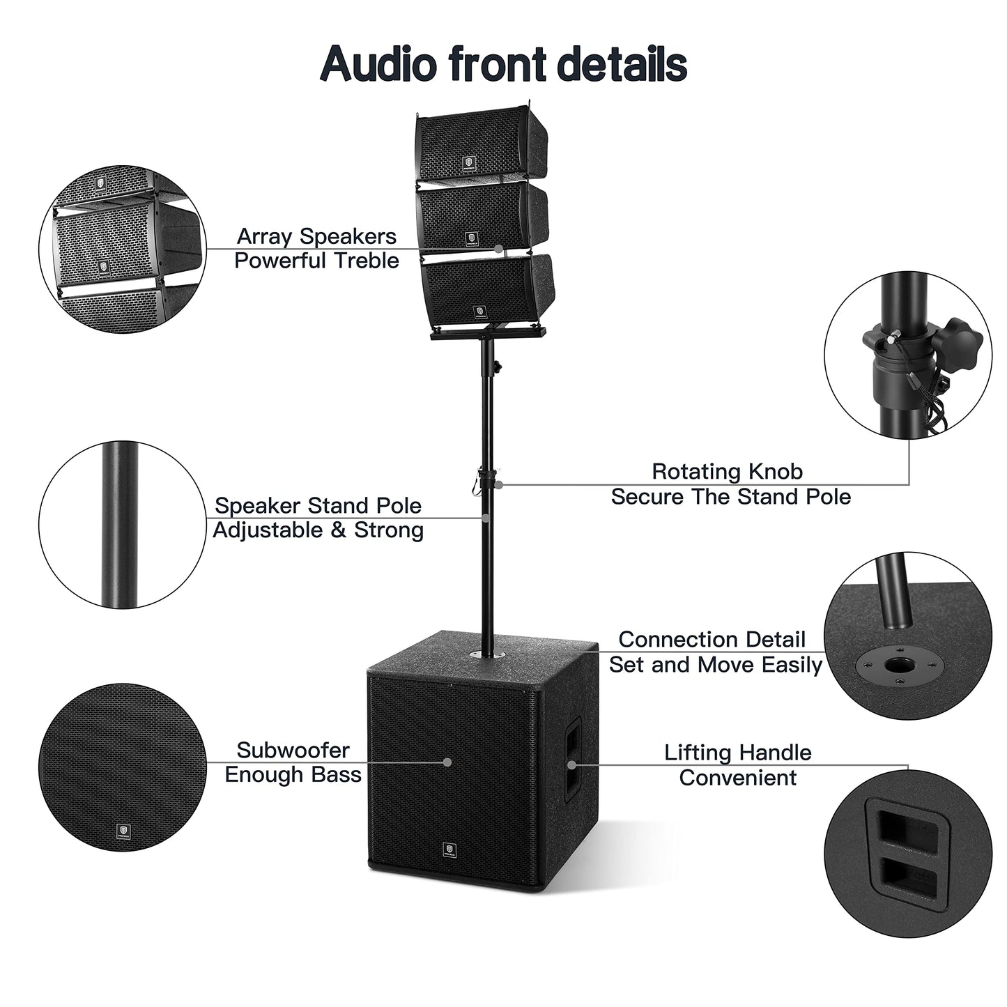 PRORECK Club 8000 18-inch 8000W P.M.P.O Stereo DJ/Powered PA Speaker System Combo Set 6 Line Array Speakers and Two 18 inch Subwoofers with Bluetooth/USB Drive Read/SD Card/Remote Control