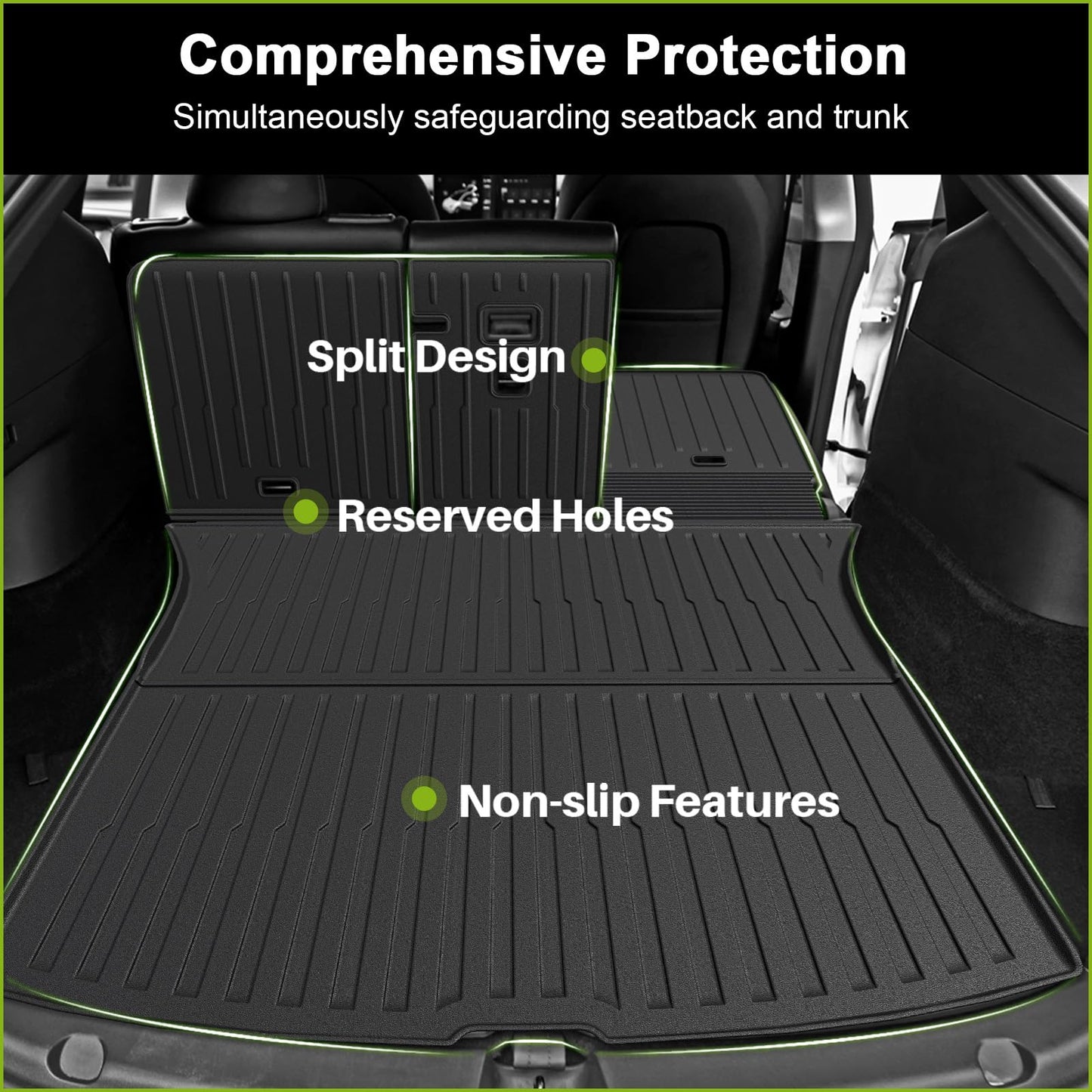 Foronetry Floor Mats for 2025 2026 Tesla Model Y Juniper, 8PCS All Weather Full Set Cargo Liners Accessories, 3D TPE Odorless Floor Mat Trunk Frunk Rear Well Mats Custom for 5-Seater(Not Fit 7Seat)