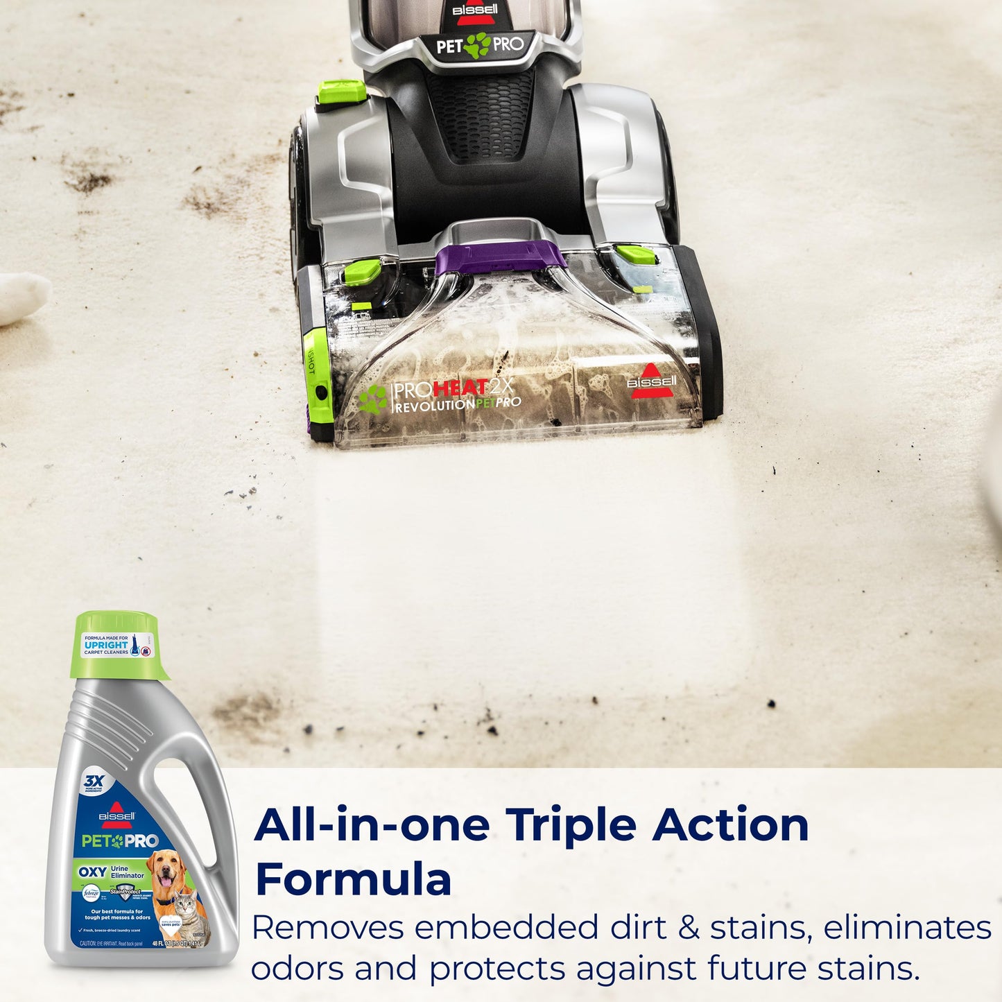 Bissell Professional Pet Carpet Cleaner Shampoo, 48 Ounce, Silver