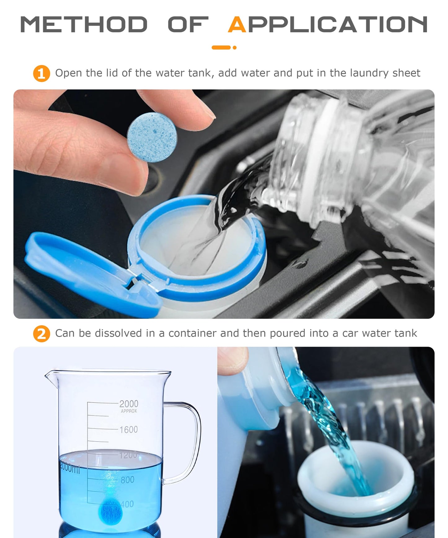 SCUARI 50PCS Windshield Washer Fluid,Wiper Fluid Tablets,Car Accessories Windshield Wiper Fluid,Wiper Fluid,Windshield Washer Tablets,Washer Fluid Tablets,Used to Remove Car Window Glass Stains