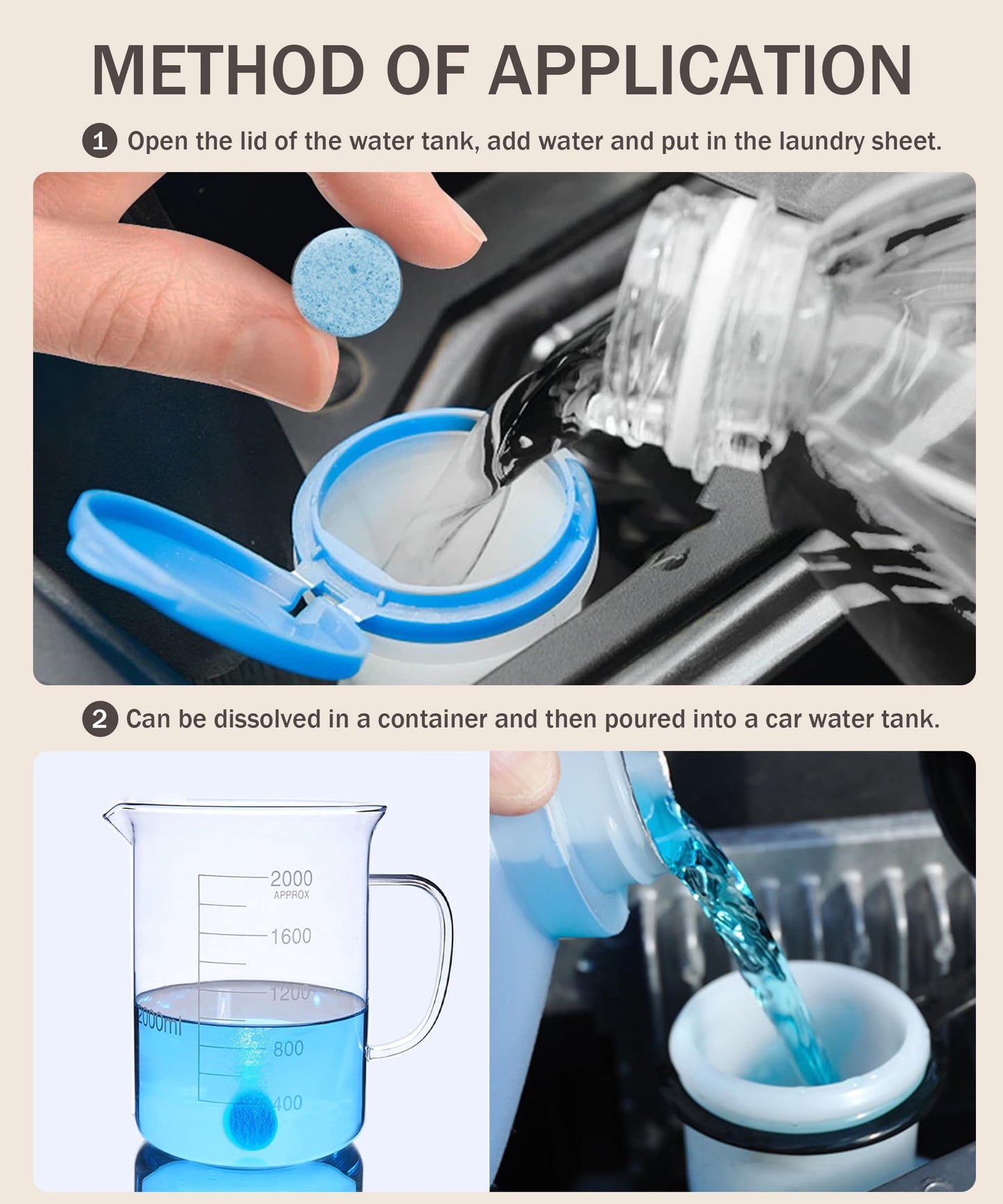 bylikeho 50PCS Windshield Washer Fluid,Windshield Wiper Fluid,Car Accessories Wiper Fluid Concentrate,Car Windshield Washer Fluid Concentrated Clean,Remove Glass Stains,Fit for Car Window Glass