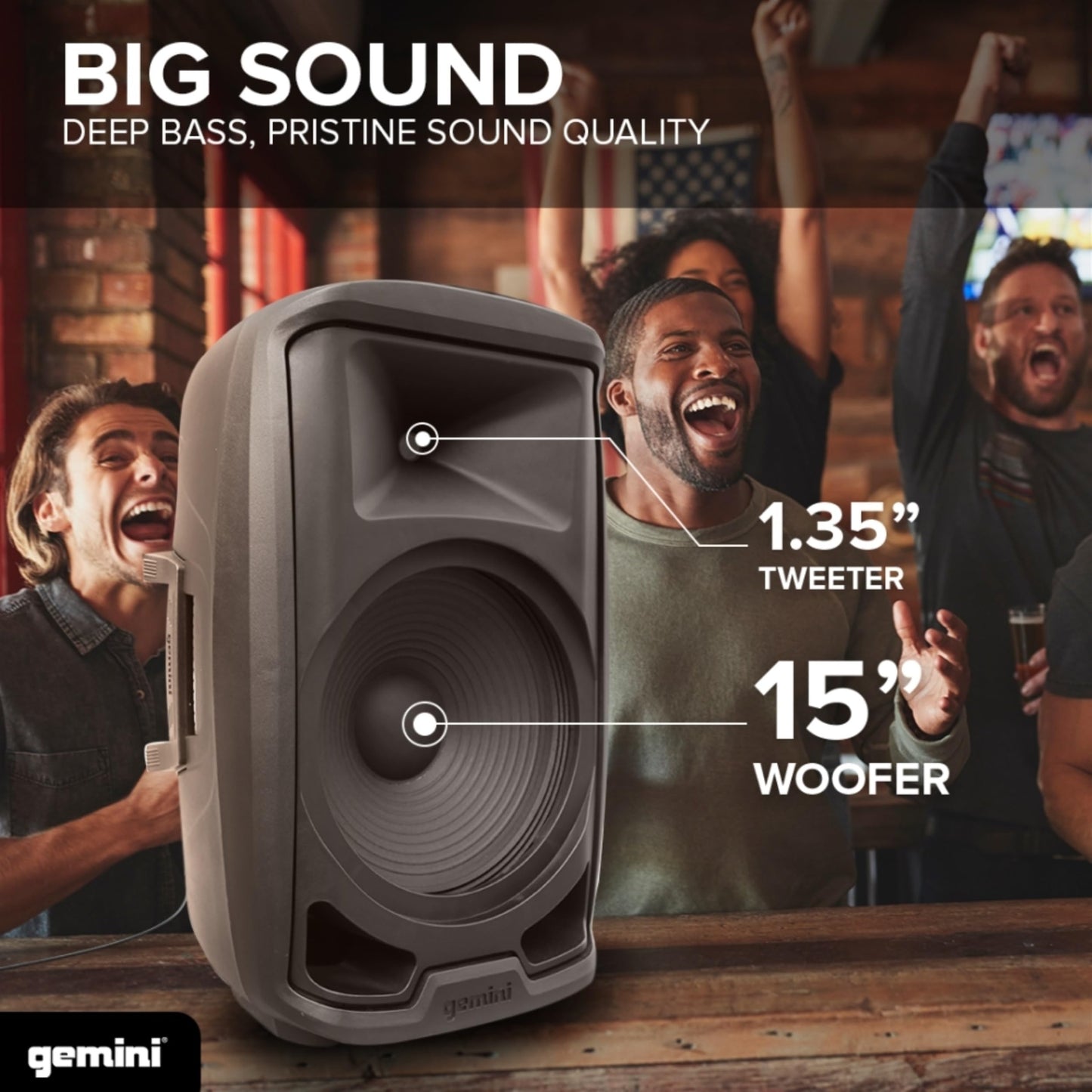 Gemini 2000W Bluetooth PA Speaker w/Stand – 15” DJ Loudspeaker System with LED Lights, USB/SD/FM, Wireless Stereo Pairing, Mic, EQ, Remote & Pro Audio Inputs – Portable Party Sound (AS-2115BT-LT-PK)