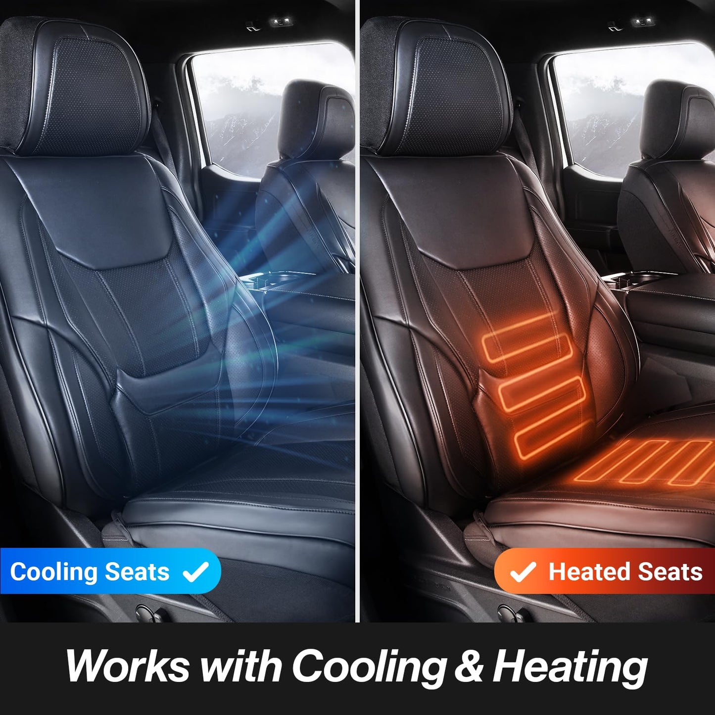 Coverland Custom Car Seat Covers Compatible with Outback, CR-V, Tucson, Wrangler, GX 460 - Premium Leather Non-Slip Memory Foam Waterproof Protector Front Seat-Black [See Size Chart-Size A10]