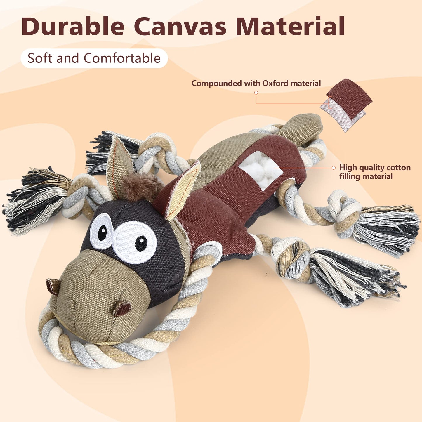 IOKHEIRA Dog Toys for Aggressive Chewers,Tough Indestructible Dog Toys,Squeaky Dog Toys for Large Dogs,Durable Dog Chew Toys (Auburn)